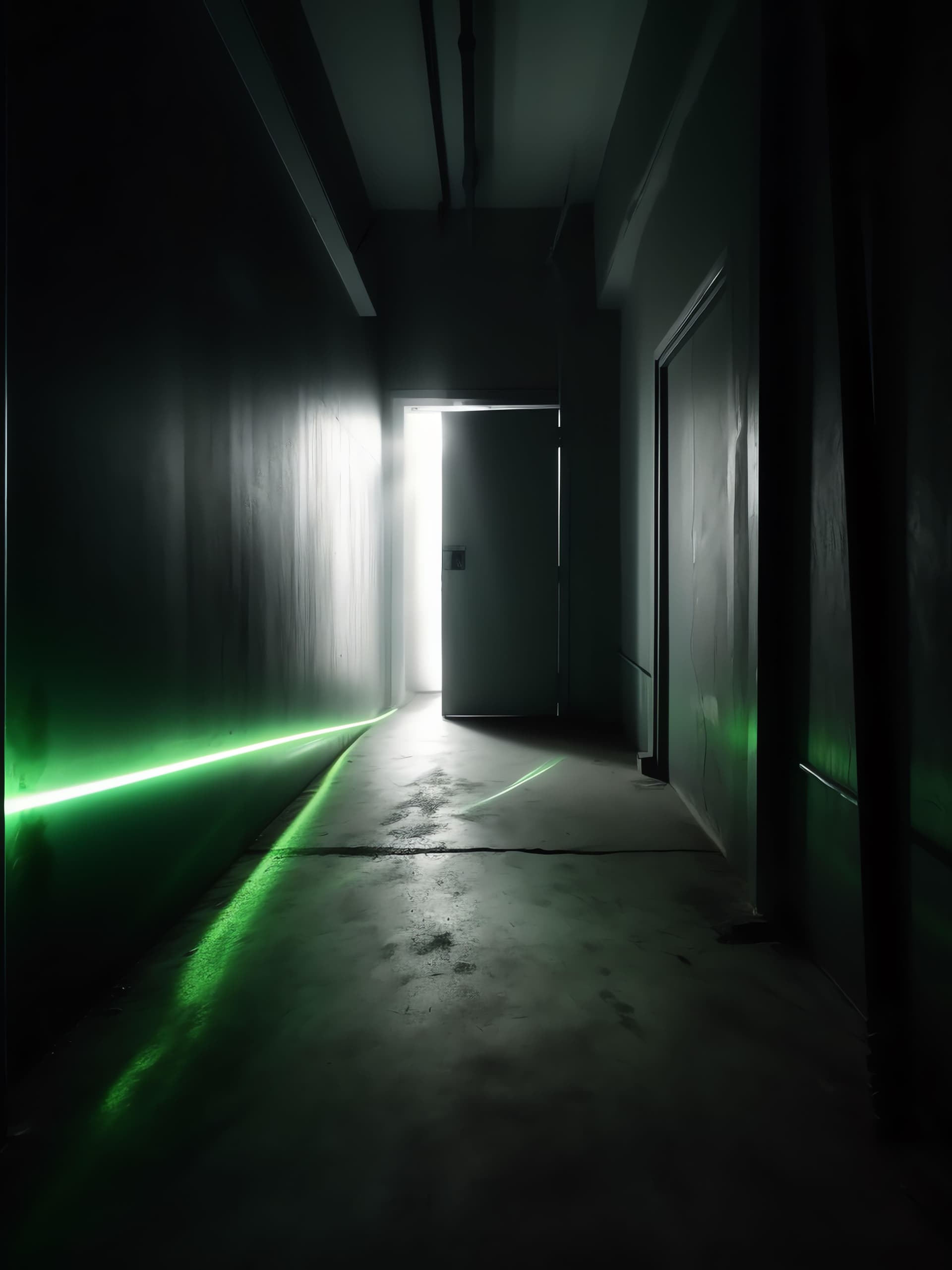 Green Lit Hallway - Pro phone wallpaper