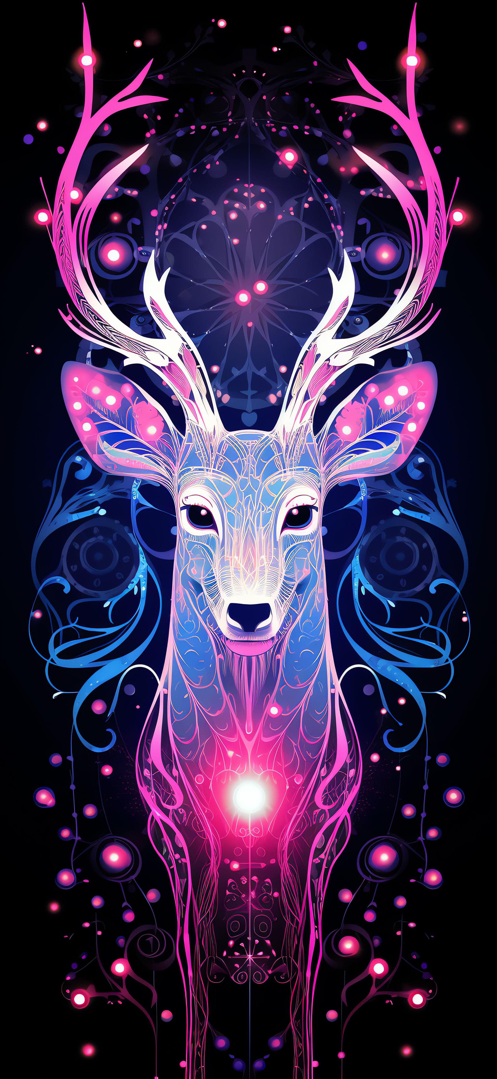 Neon Deer Spirit - Pro phone wallpaper