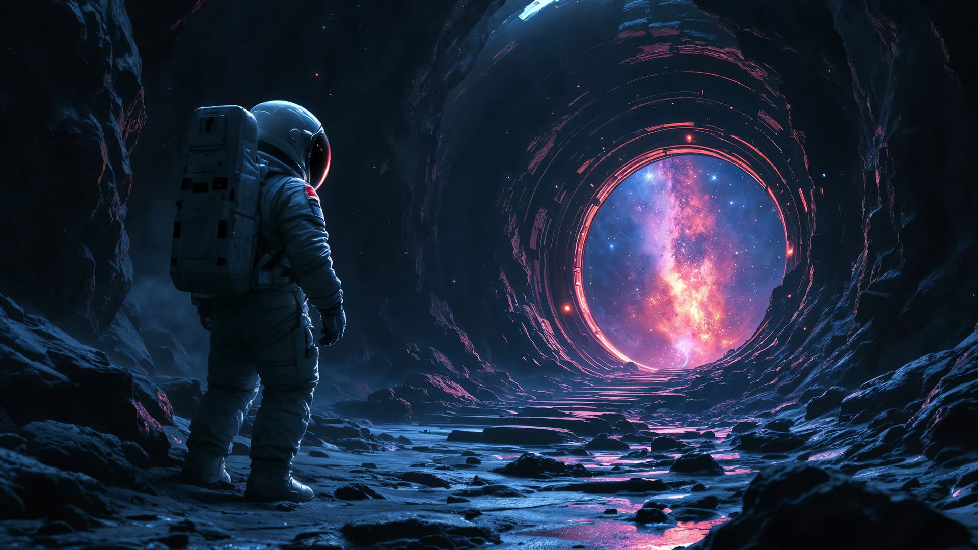 Astronaut in Tunnel - free desktop wallpaper