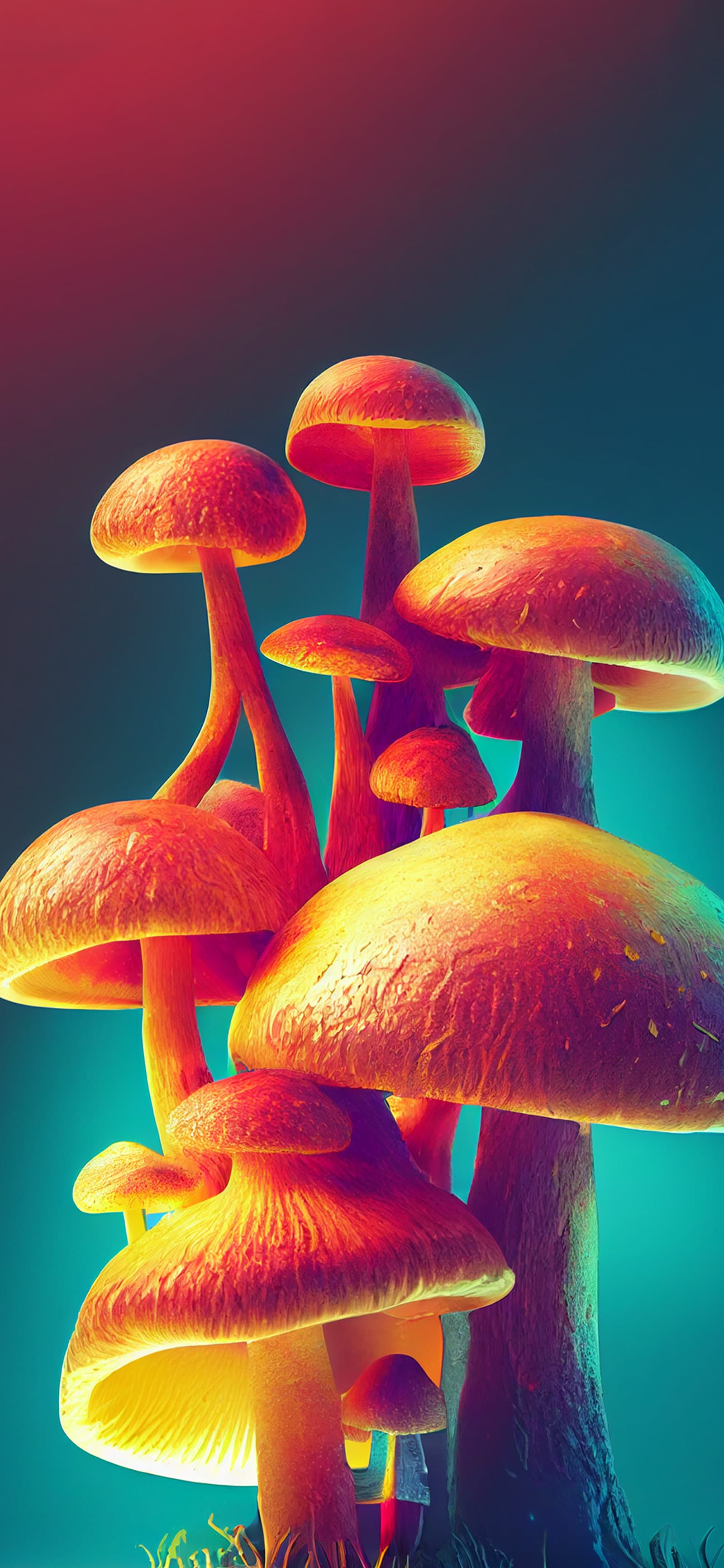 Luminous Mushrooms - Pro phone wallpaper