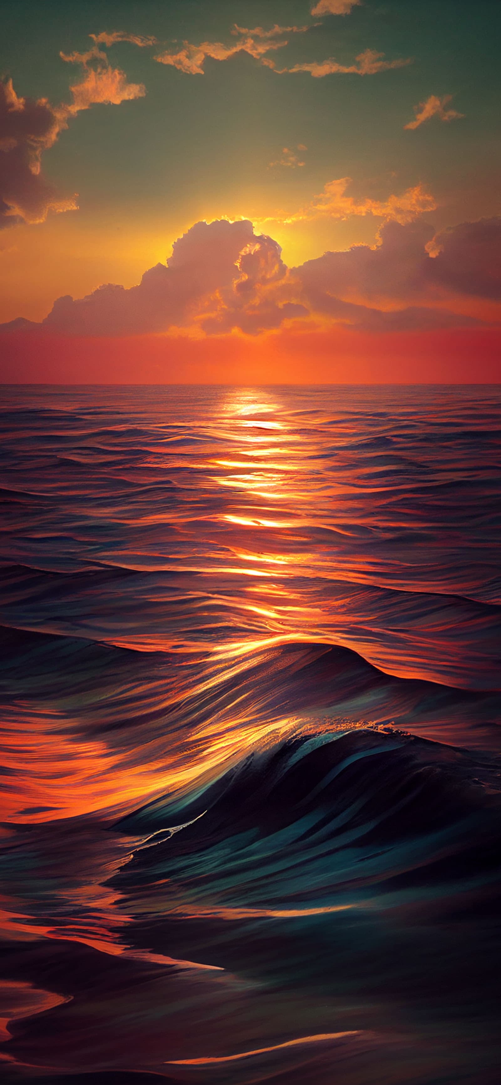 Fiery Ocean Sunset - Pro phone wallpaper