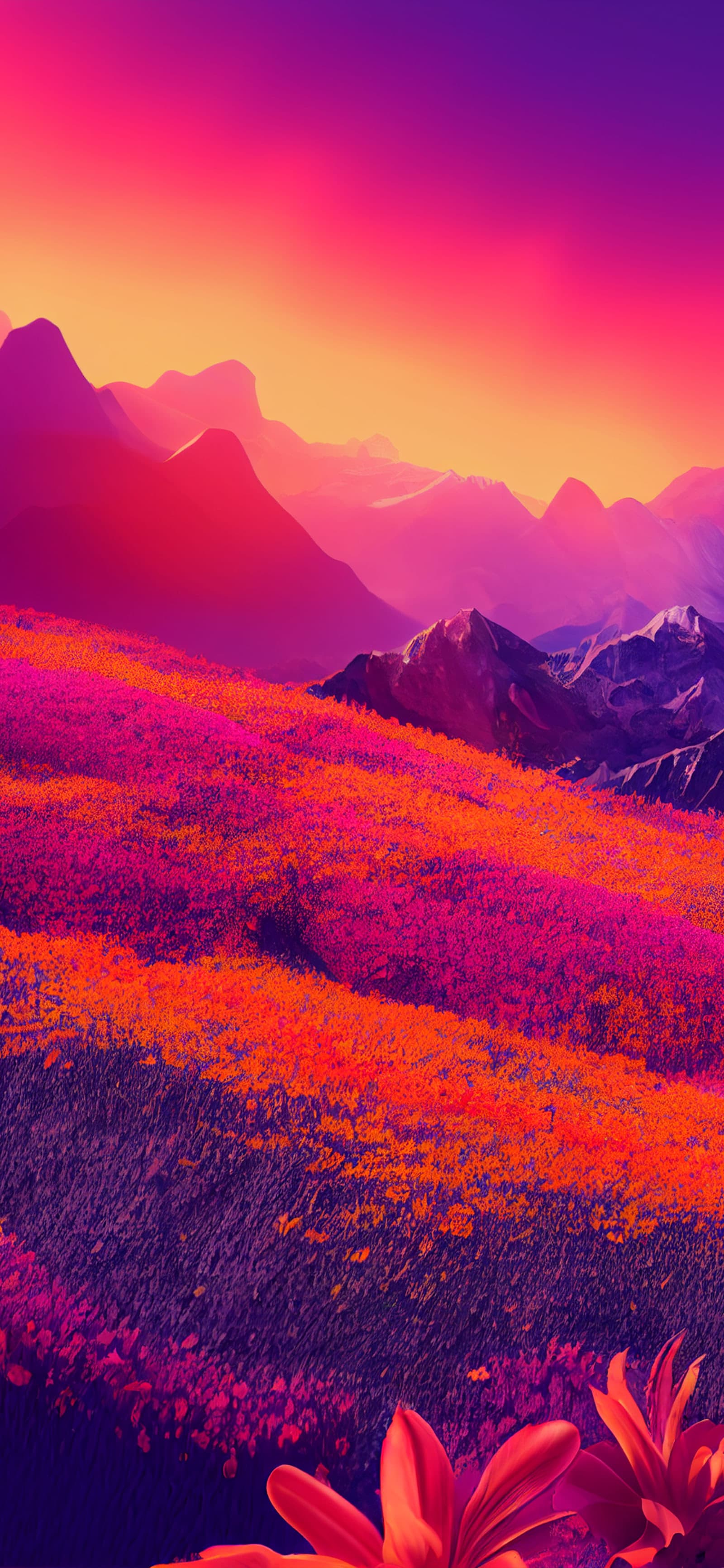 Floral Mountain Hues - Pro phone wallpaper