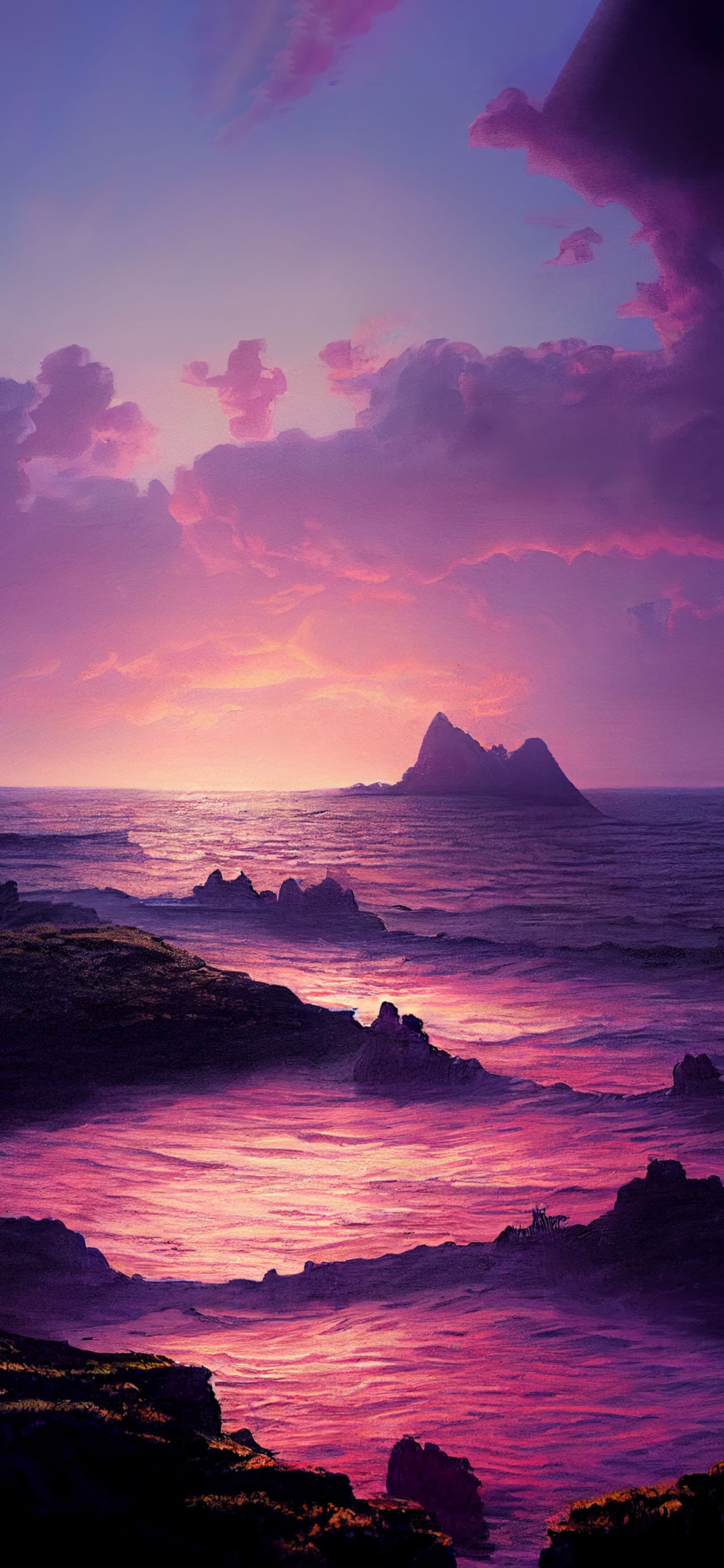 Pink Coastal Twilight - Pro phone wallpaper