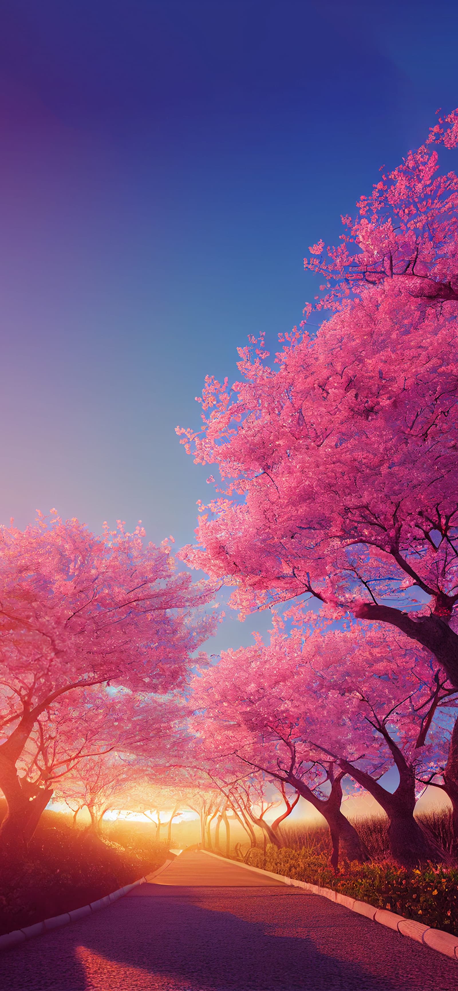 Cherry Blossom Path - Pro phone wallpaper