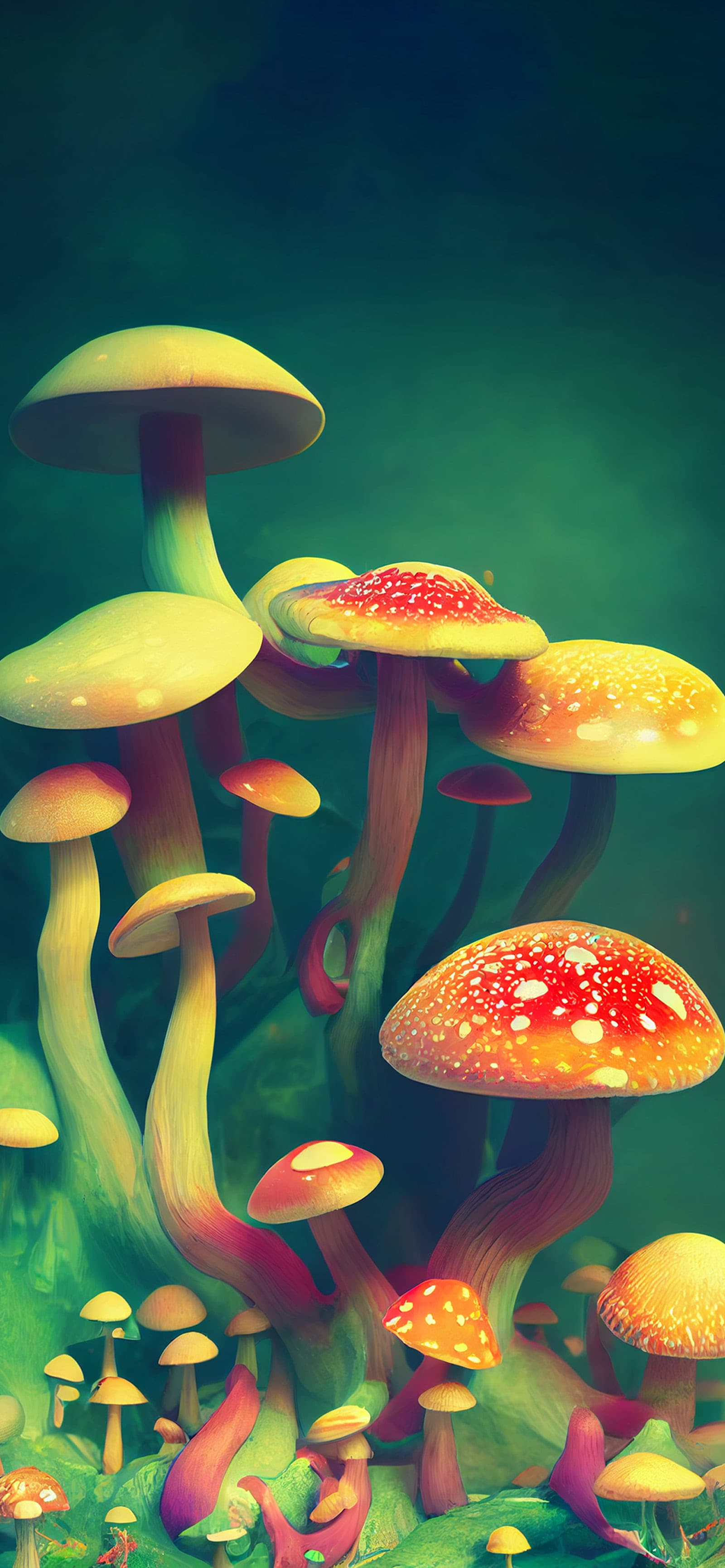 Whimsical Mushroom Garden - Pro phone wallpaper