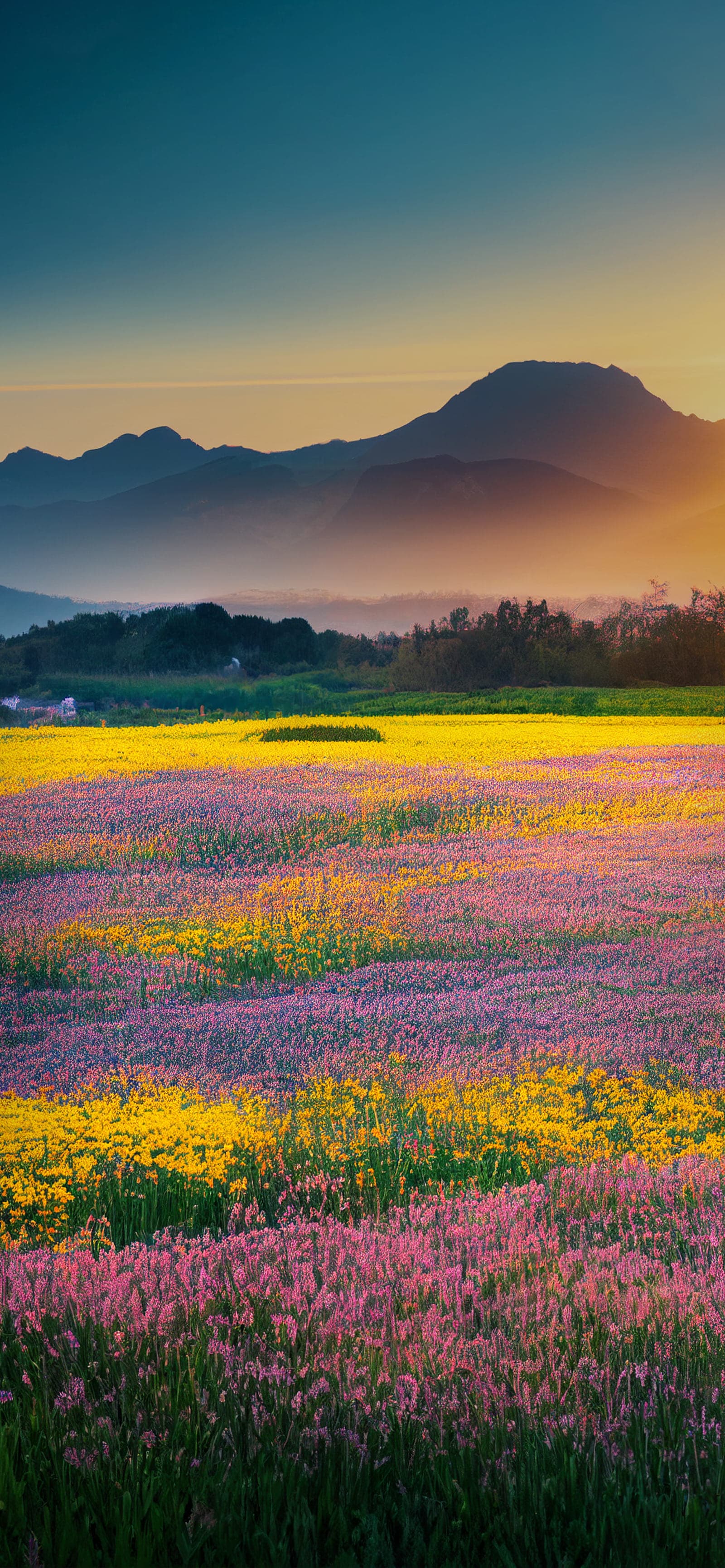 Floral Mountain Vista - Pro phone wallpaper
