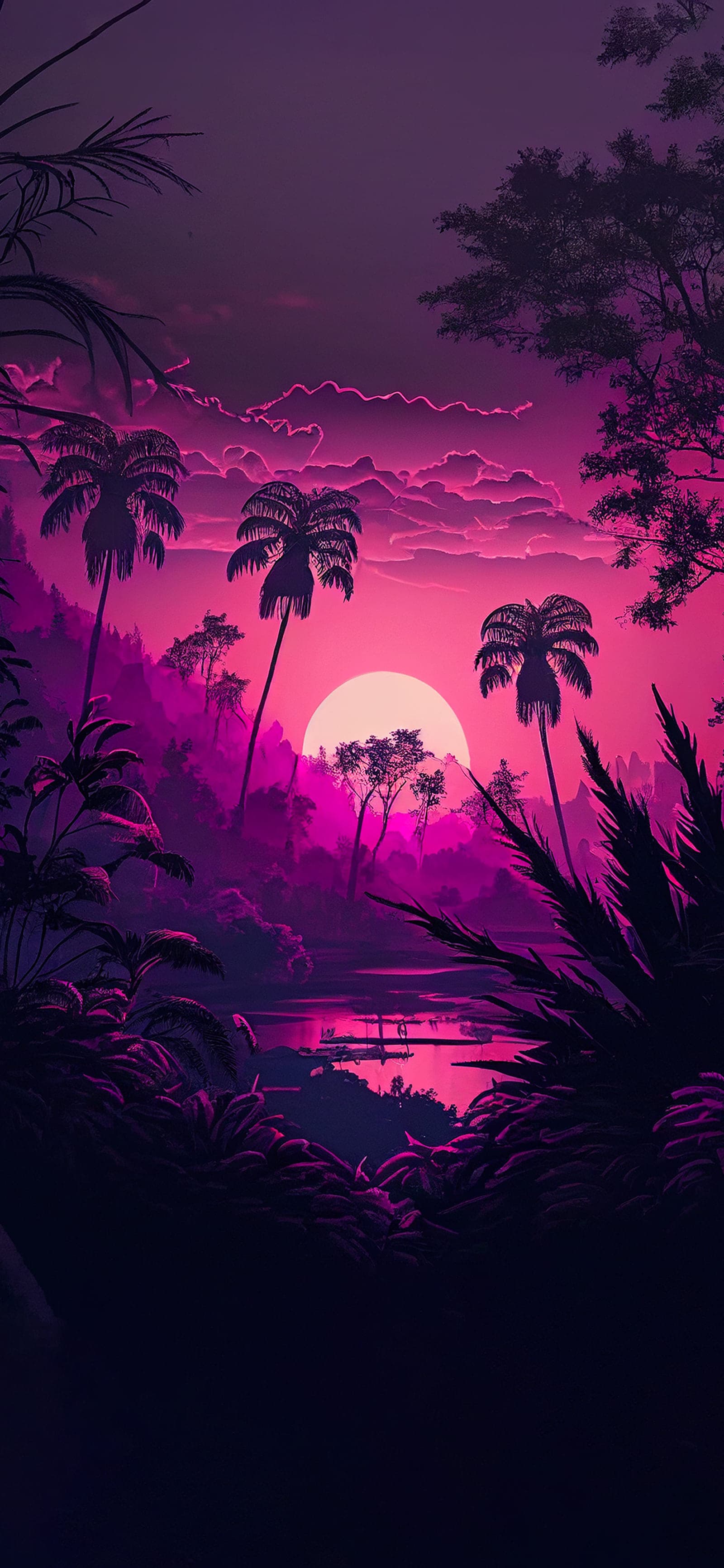 Tropical Sunset Palms - Pro phone wallpaper
