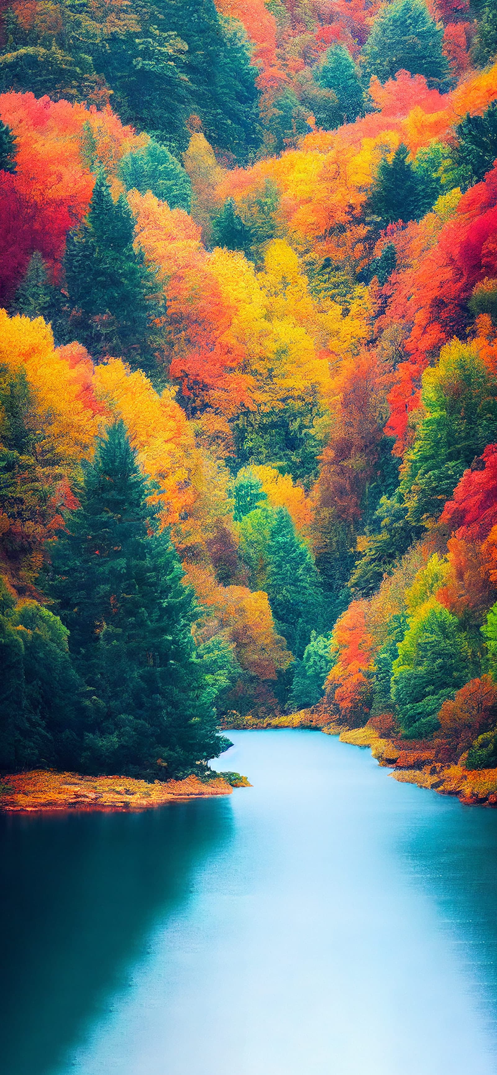 Autumn River Vista - Pro phone wallpaper