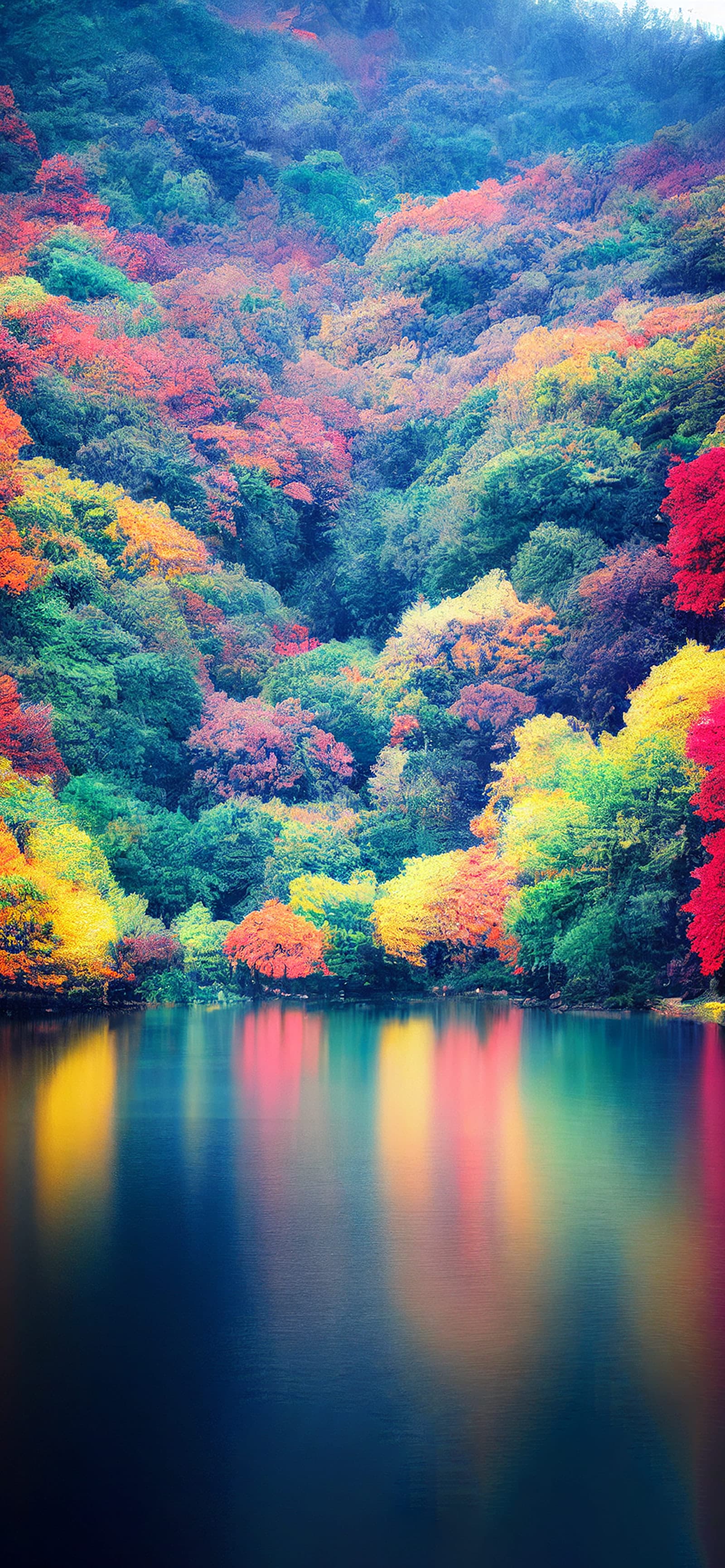 Autumnal Lake Reflection - Pro phone wallpaper