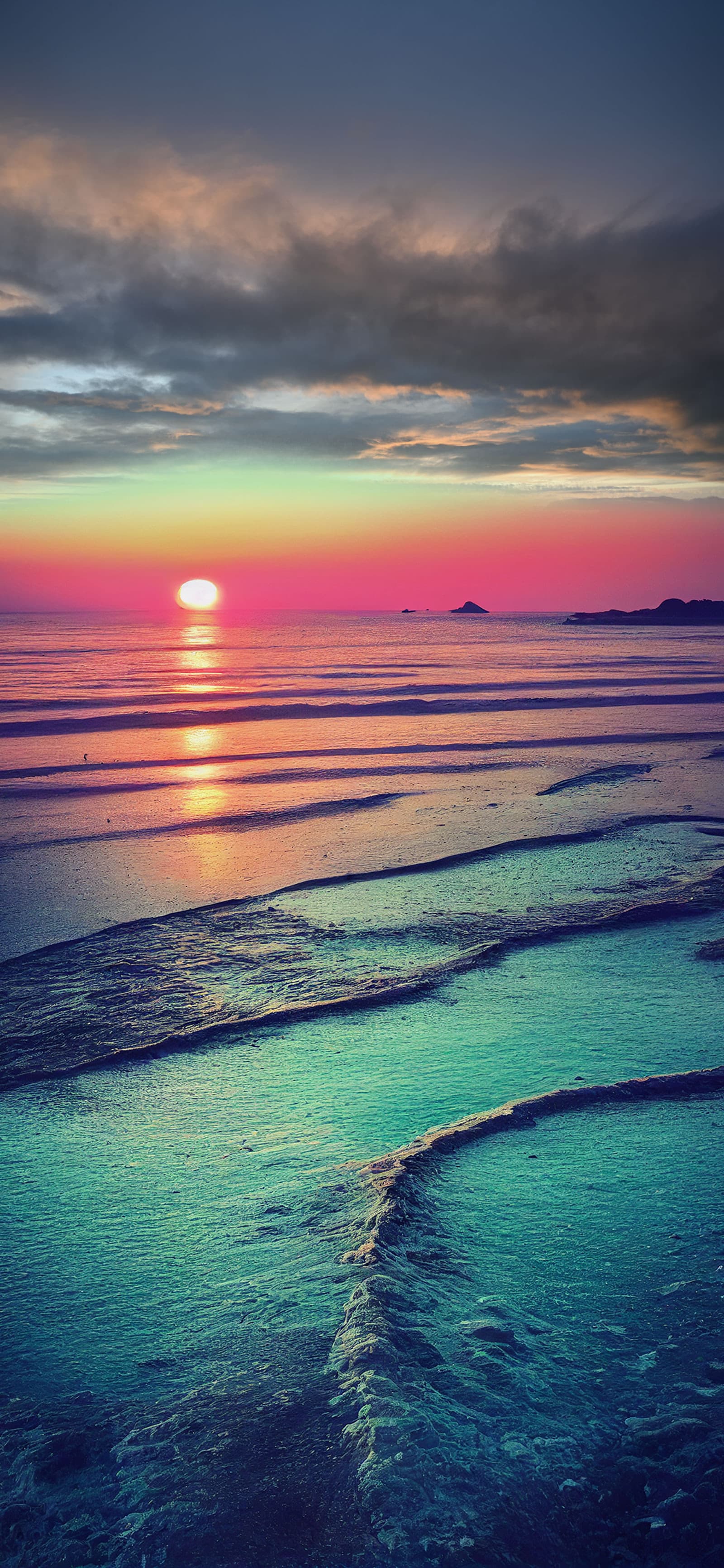Tranquil Beach Sunset - Pro phone wallpaper