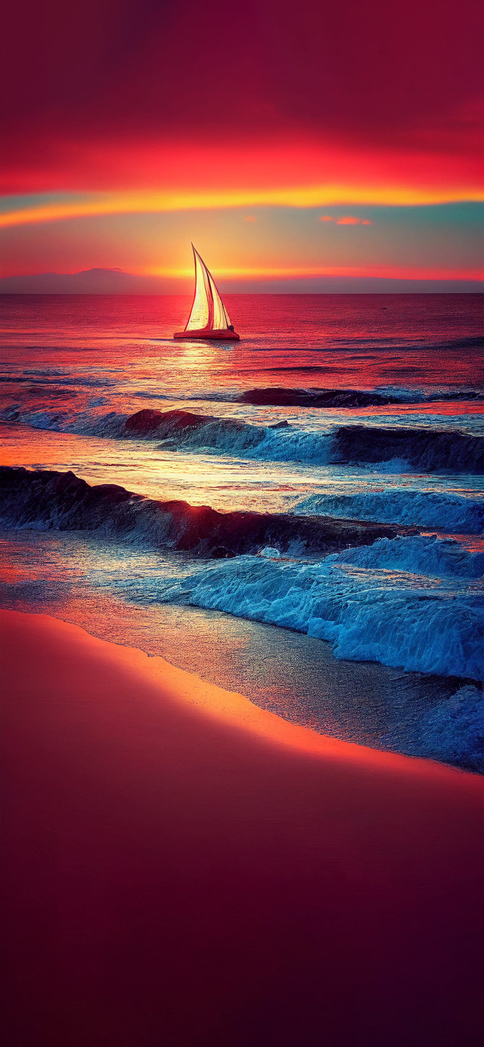 Sunset Sailboat - Pro phone wallpaper