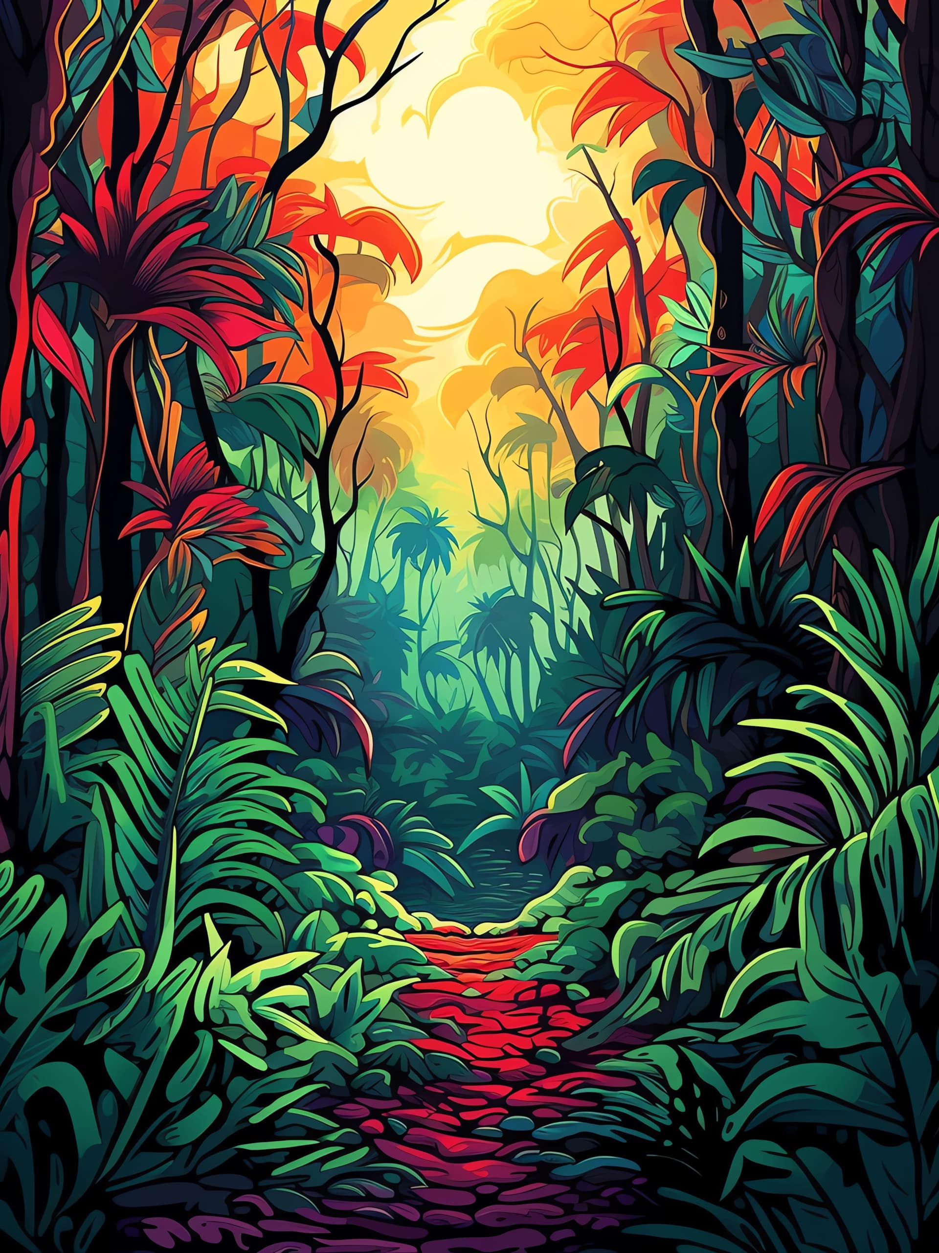 Tropical Forest Path - Pro phone wallpaper