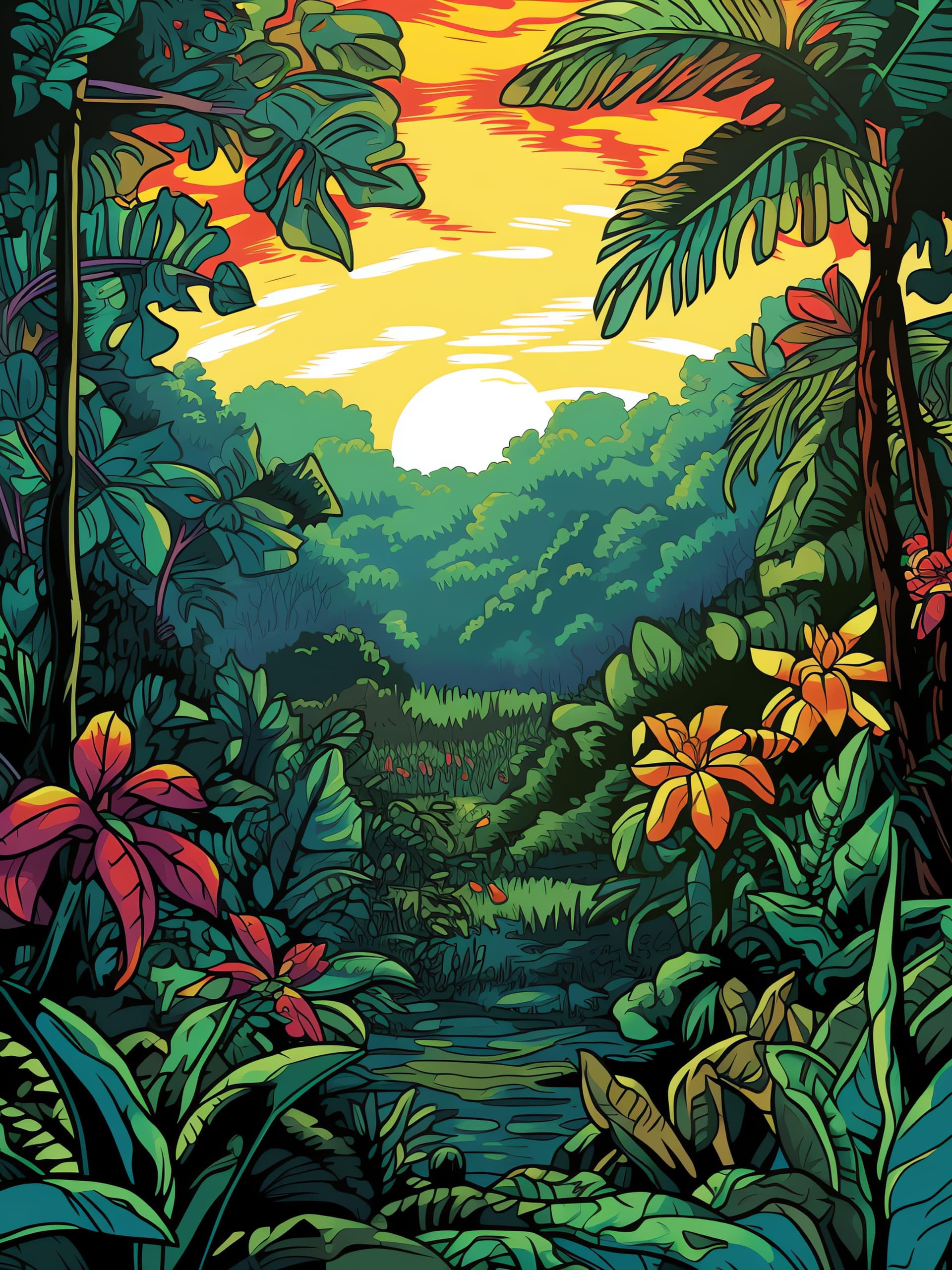 Jungle River Art - Pro phone wallpaper