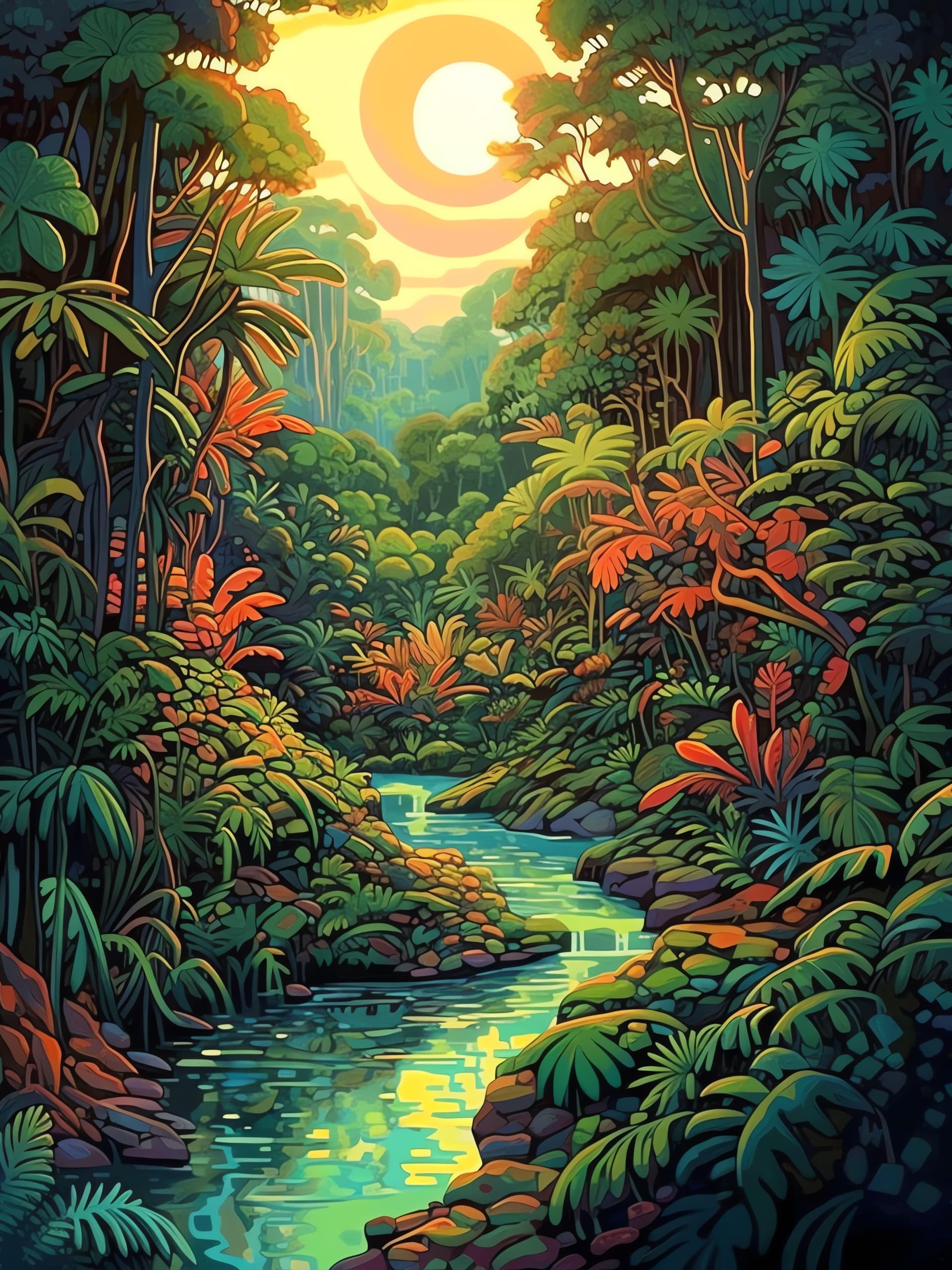Tropical River Scene - Pro phone wallpaper