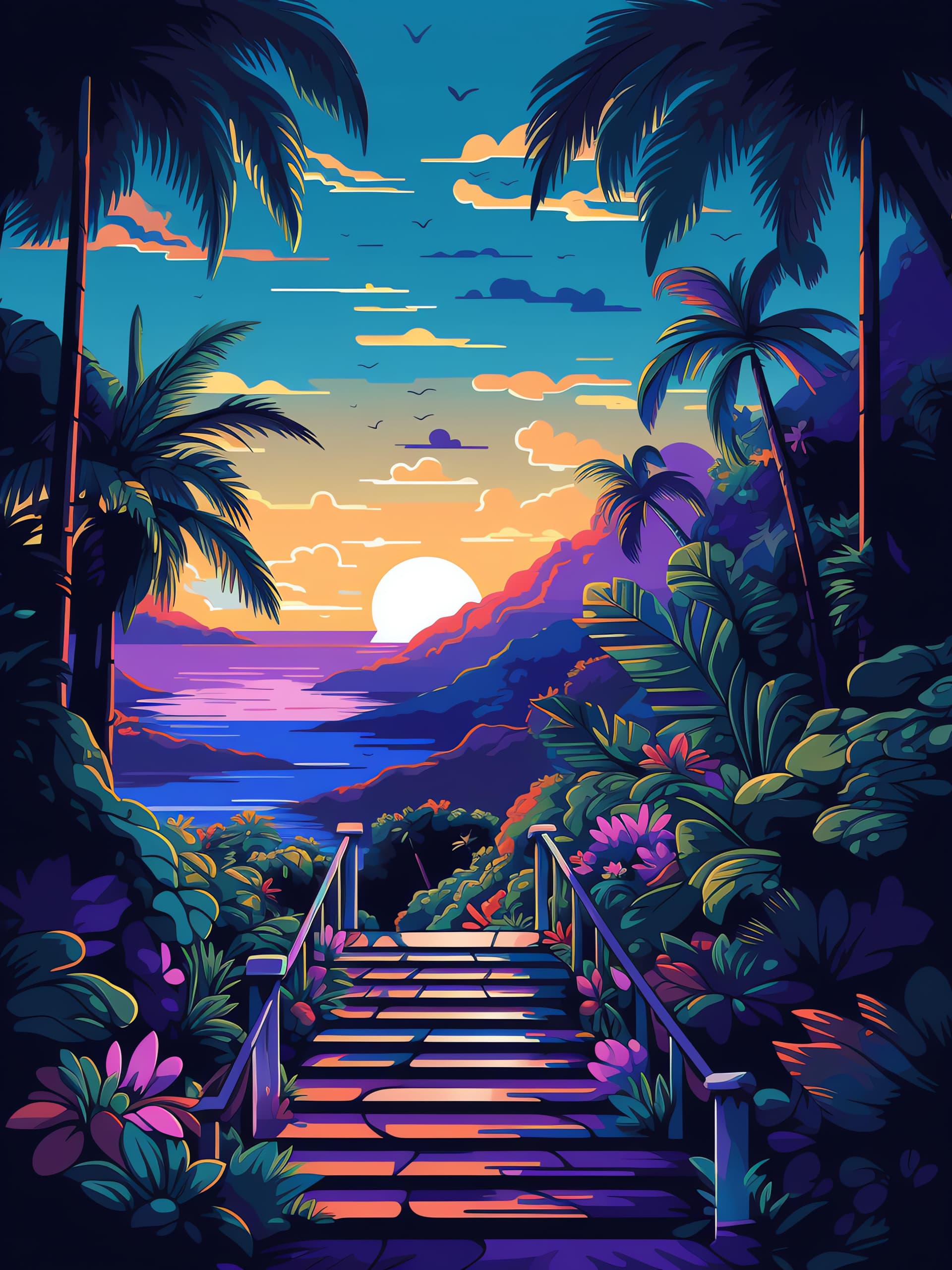 Tropical Stairway Vista - Pro phone wallpaper