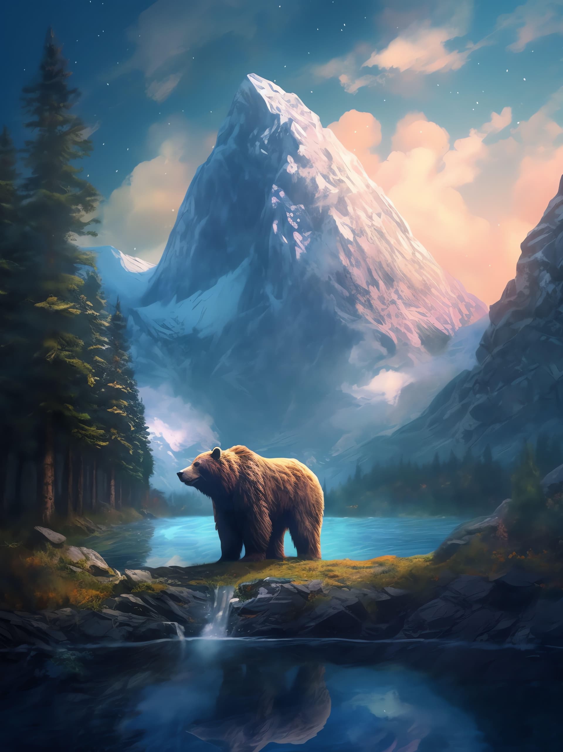 Mountain Bear Vista - Pro phone wallpaper