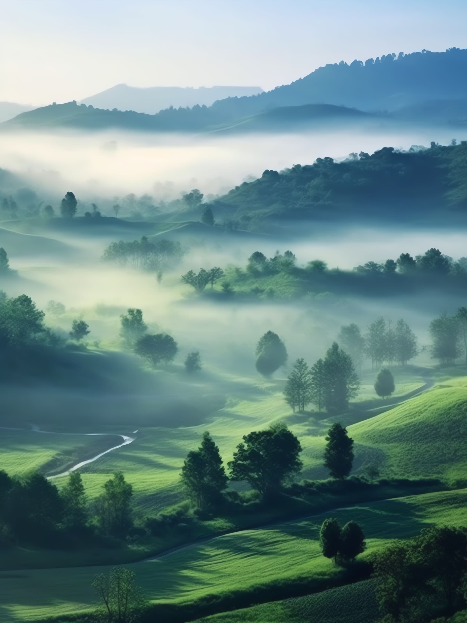 Misty Green Valley - Pro phone wallpaper
