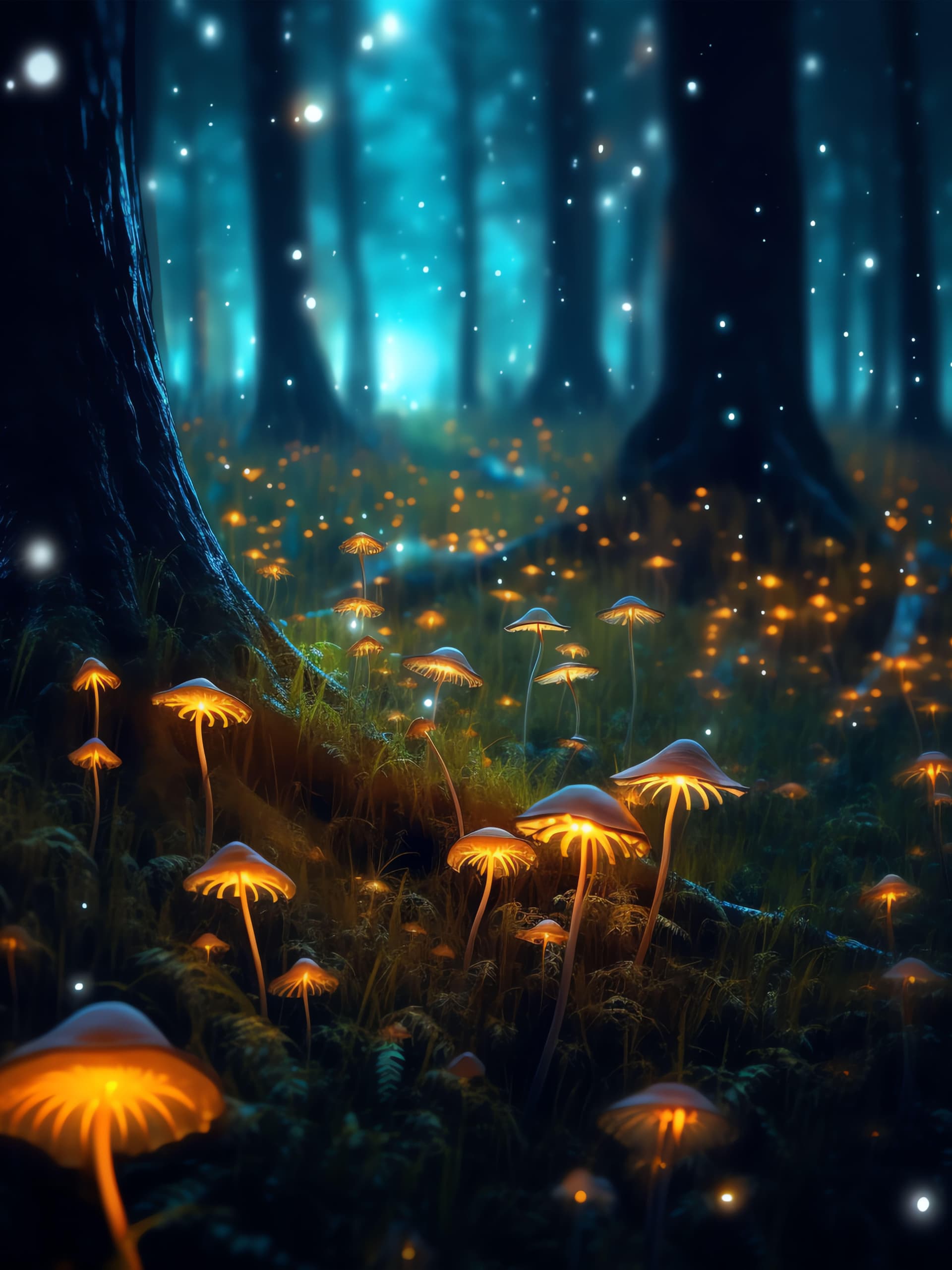 Mystical Mushroom Glade - Pro phone wallpaper