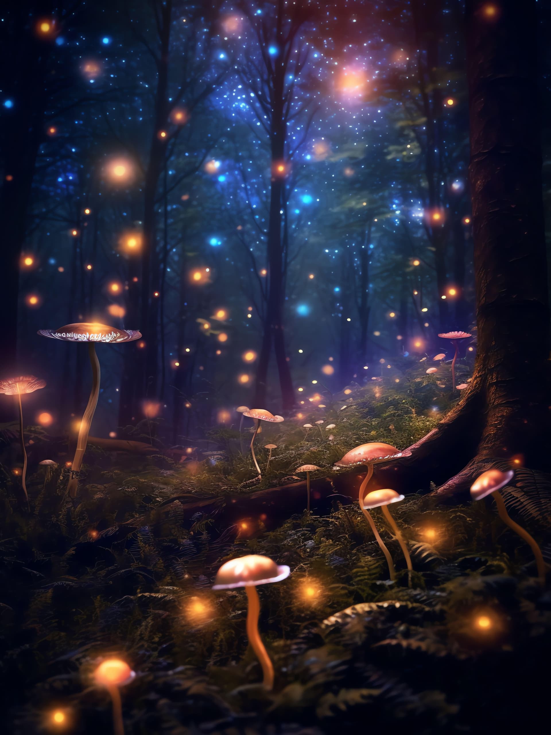 Mystical Fungi Forest - Pro phone wallpaper