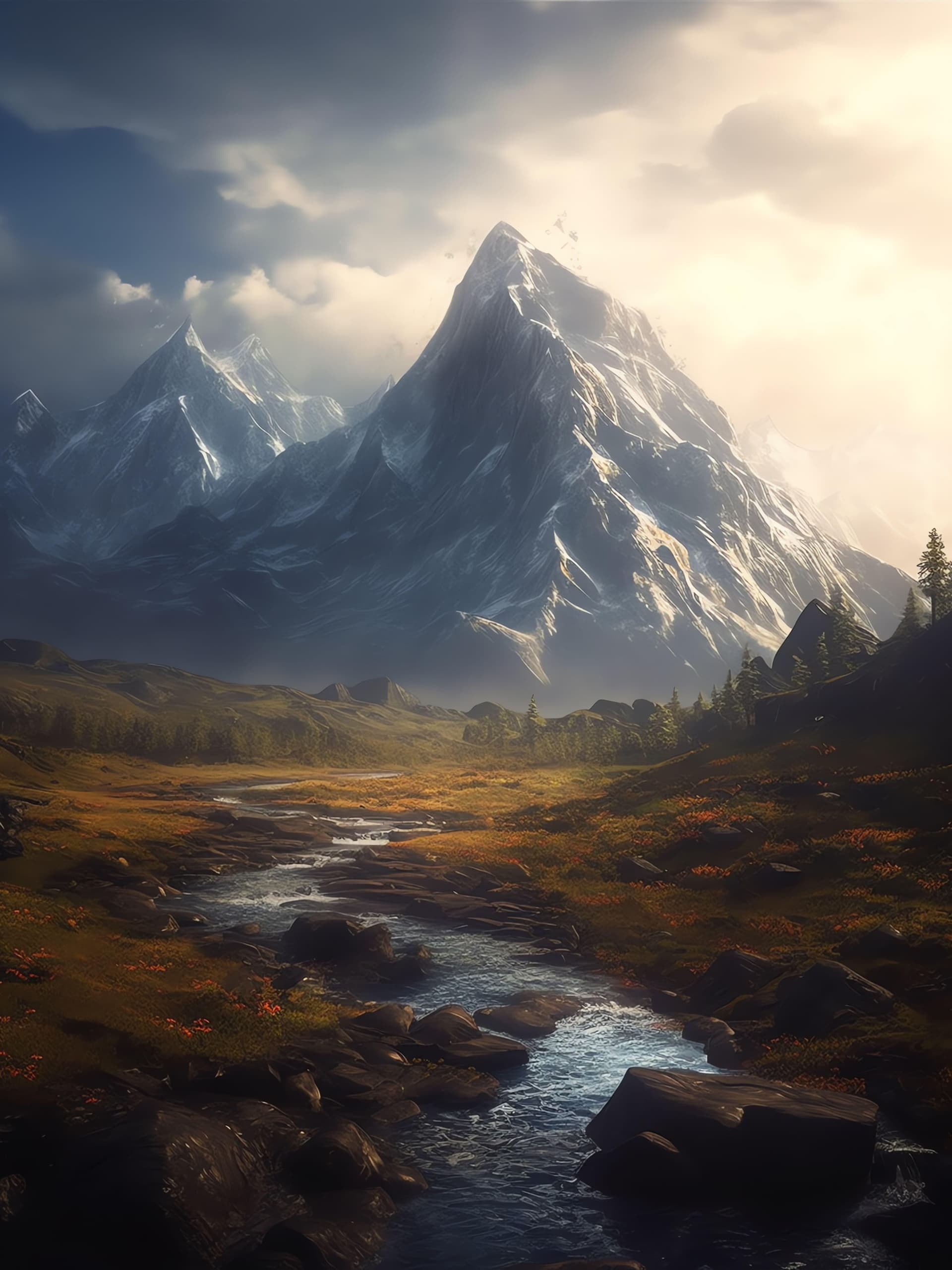 Mountain Stream Vista - Pro phone wallpaper