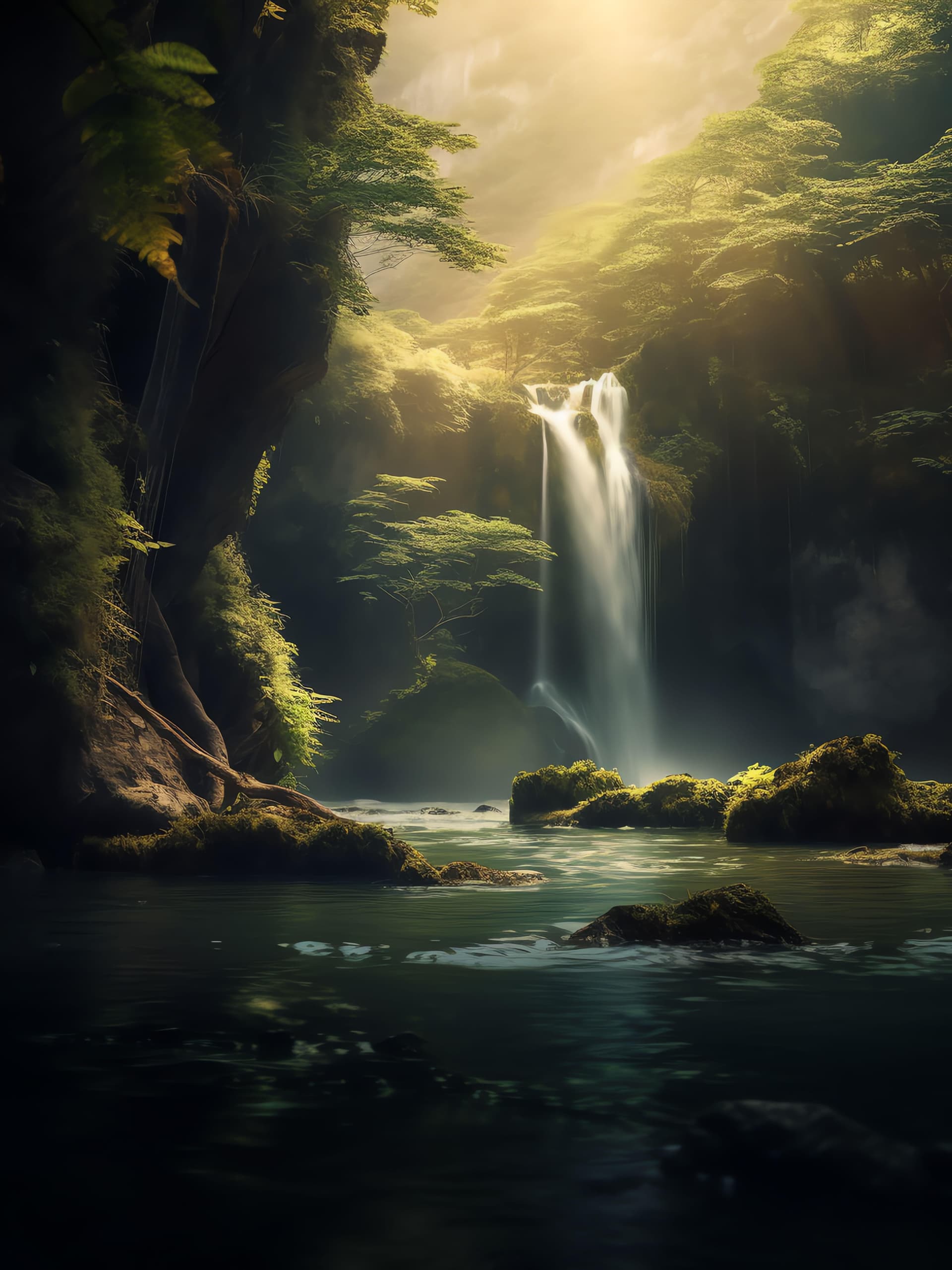 Lush Waterfall Haven - Pro phone wallpaper