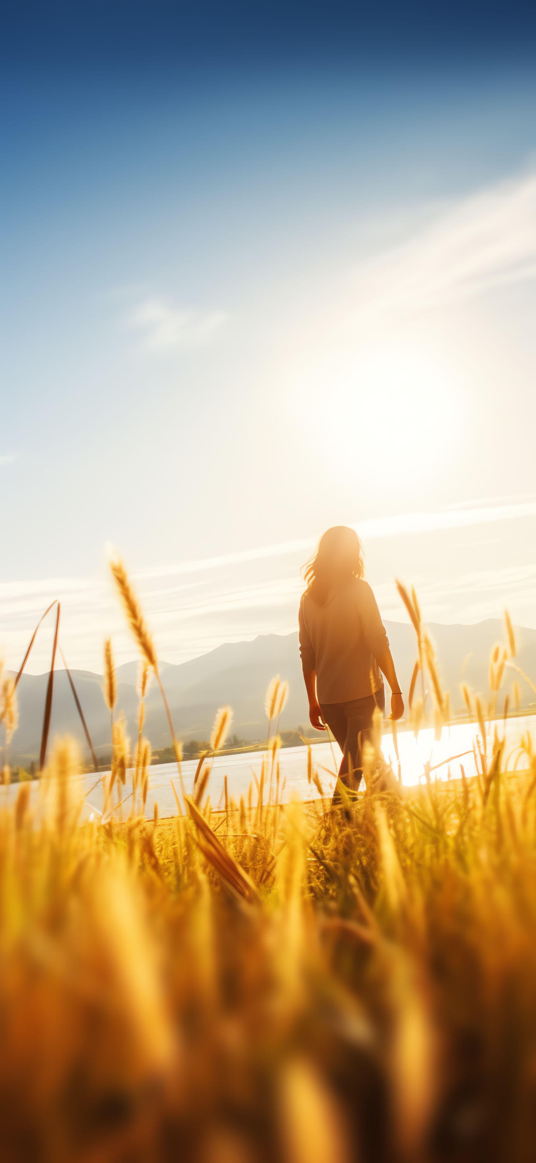Golden Field Wanderer - Pro phone wallpaper