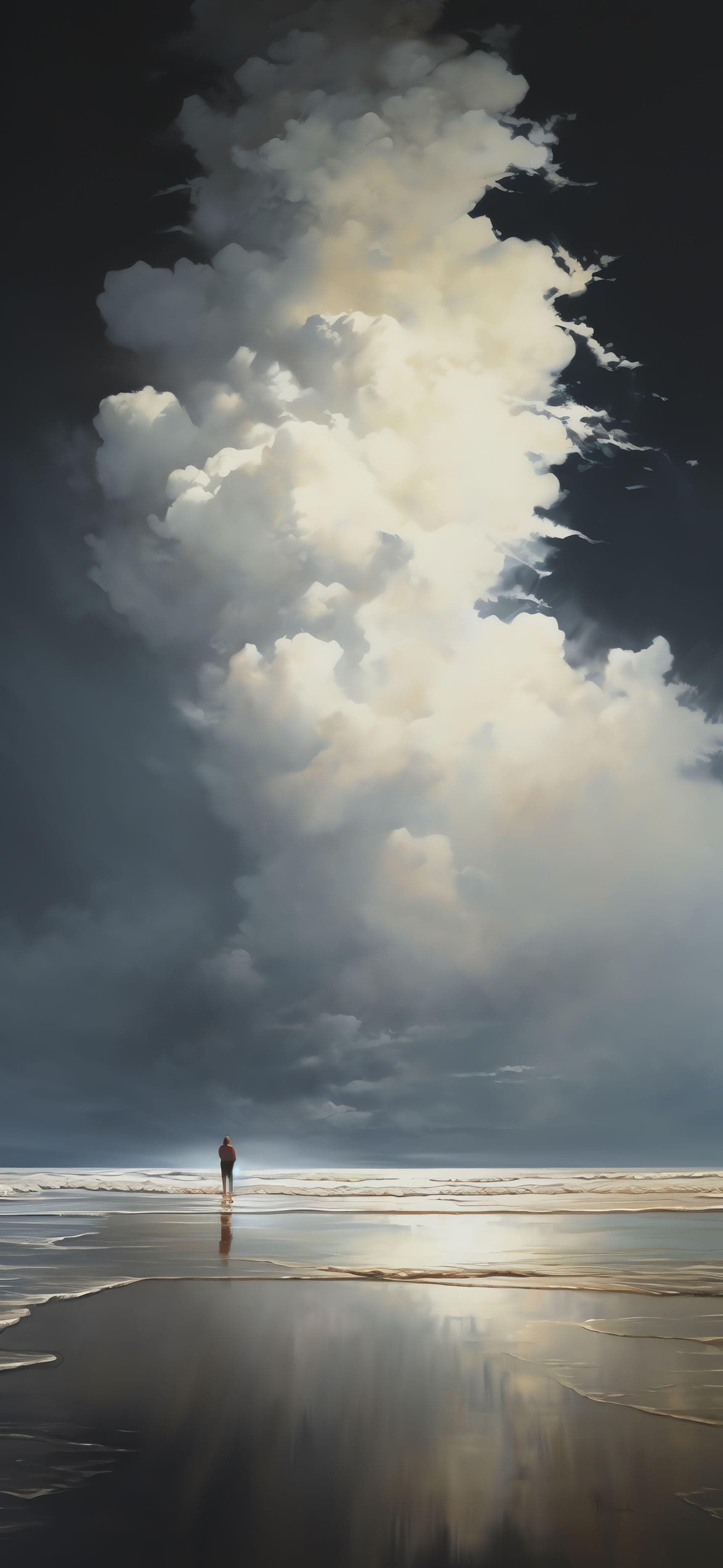 Cloudy Beach Contemplation - Pro phone wallpaper