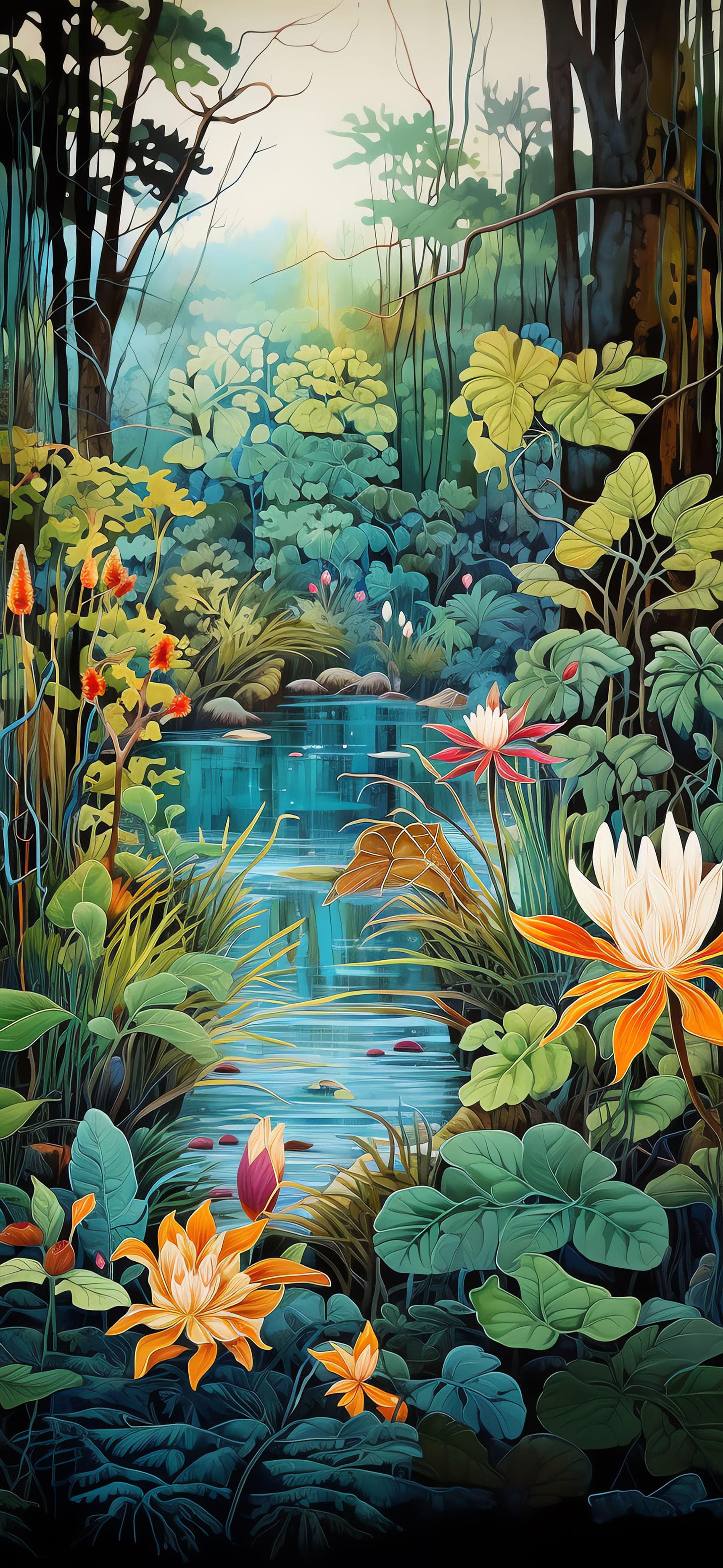 Lush Jungle Stream - Pro phone wallpaper