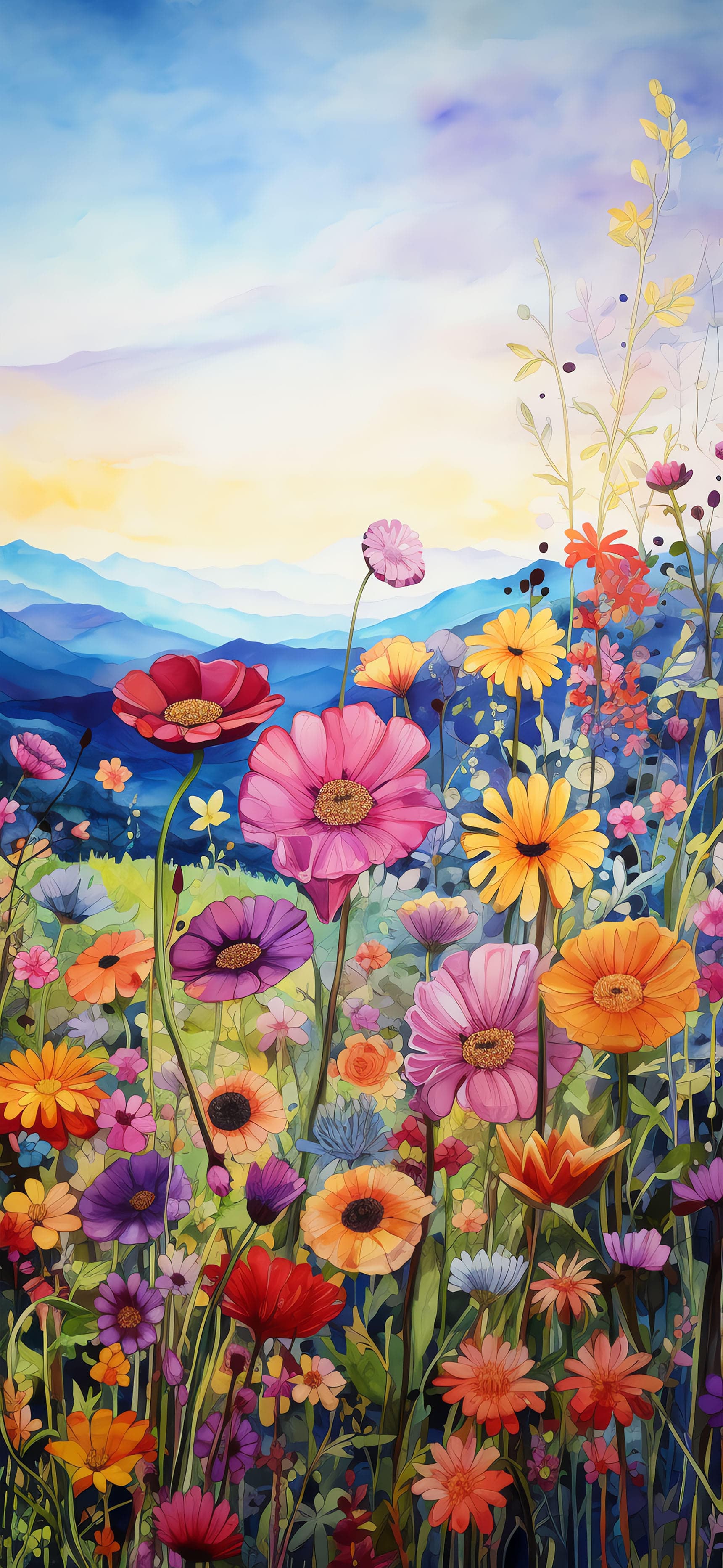 Colorful Flower Field - Pro phone wallpaper