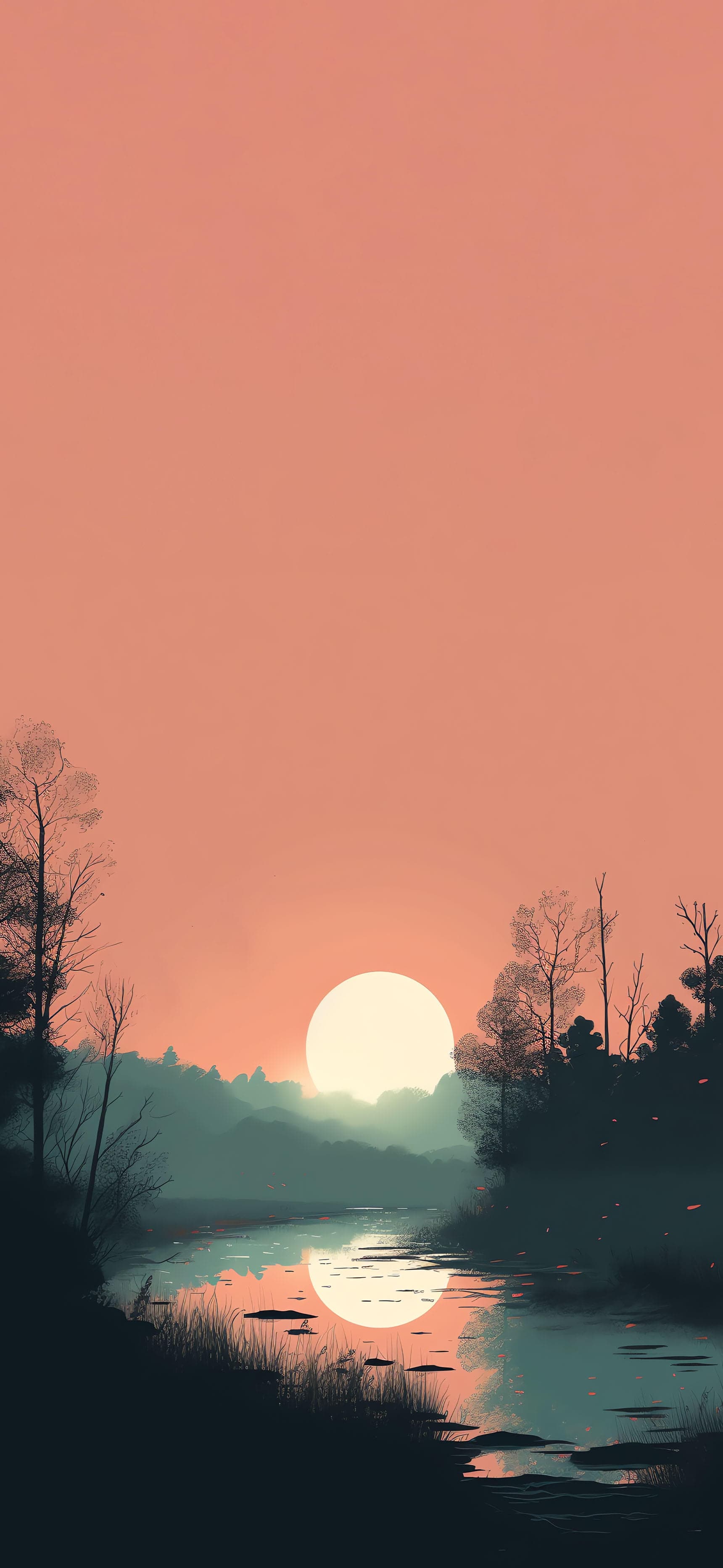 Sunset River Silhouette - Pro phone wallpaper