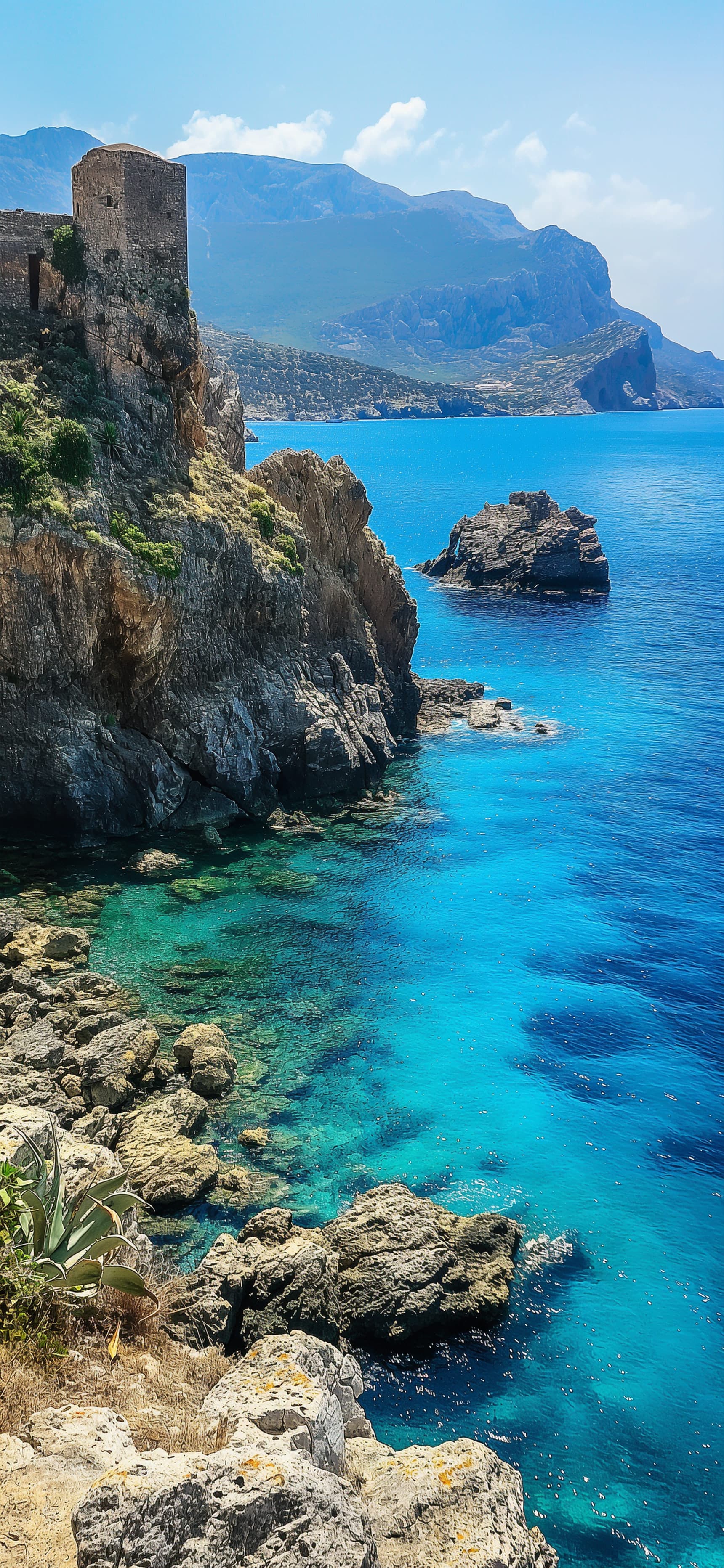 Turquoise Coastline Rocks - Pro phone wallpaper