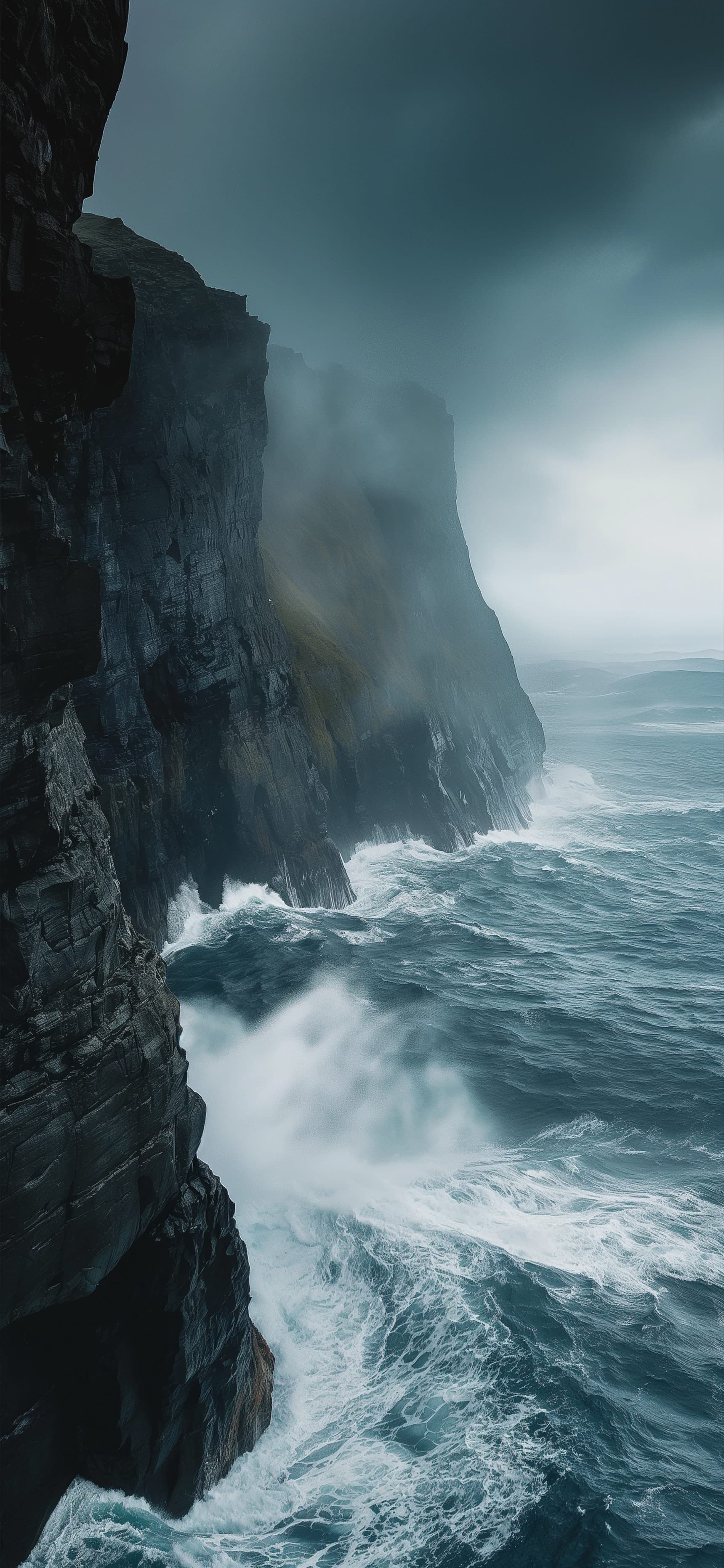 Stormy Cliffside Sea - Pro phone wallpaper
