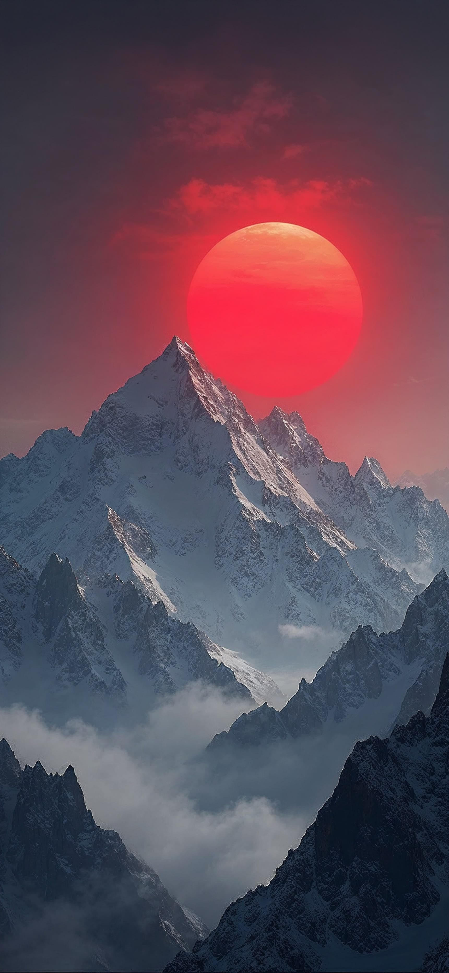 Crimson Over the Peaks - Pro phone wallpaper