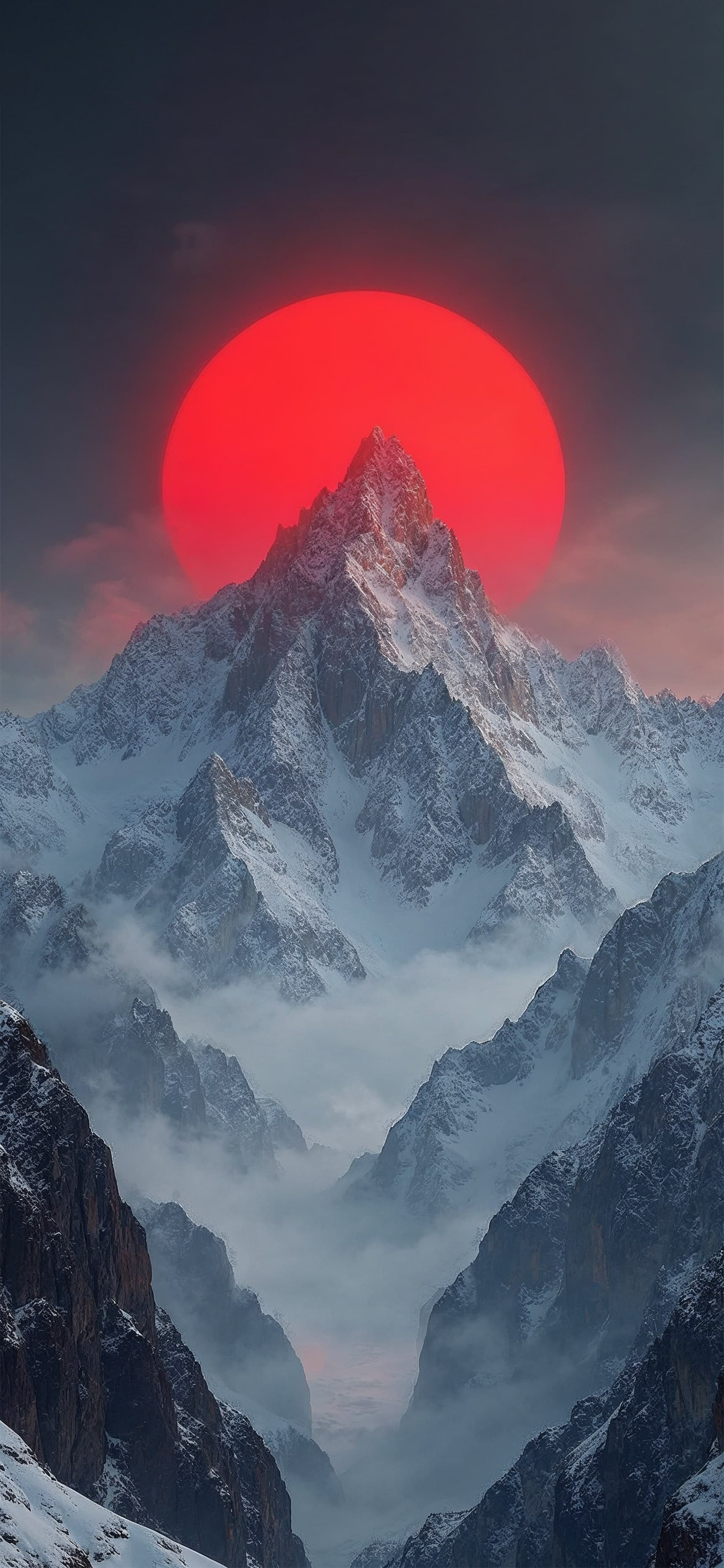 Crimson Over the Peaks 2 - Pro phone wallpaper