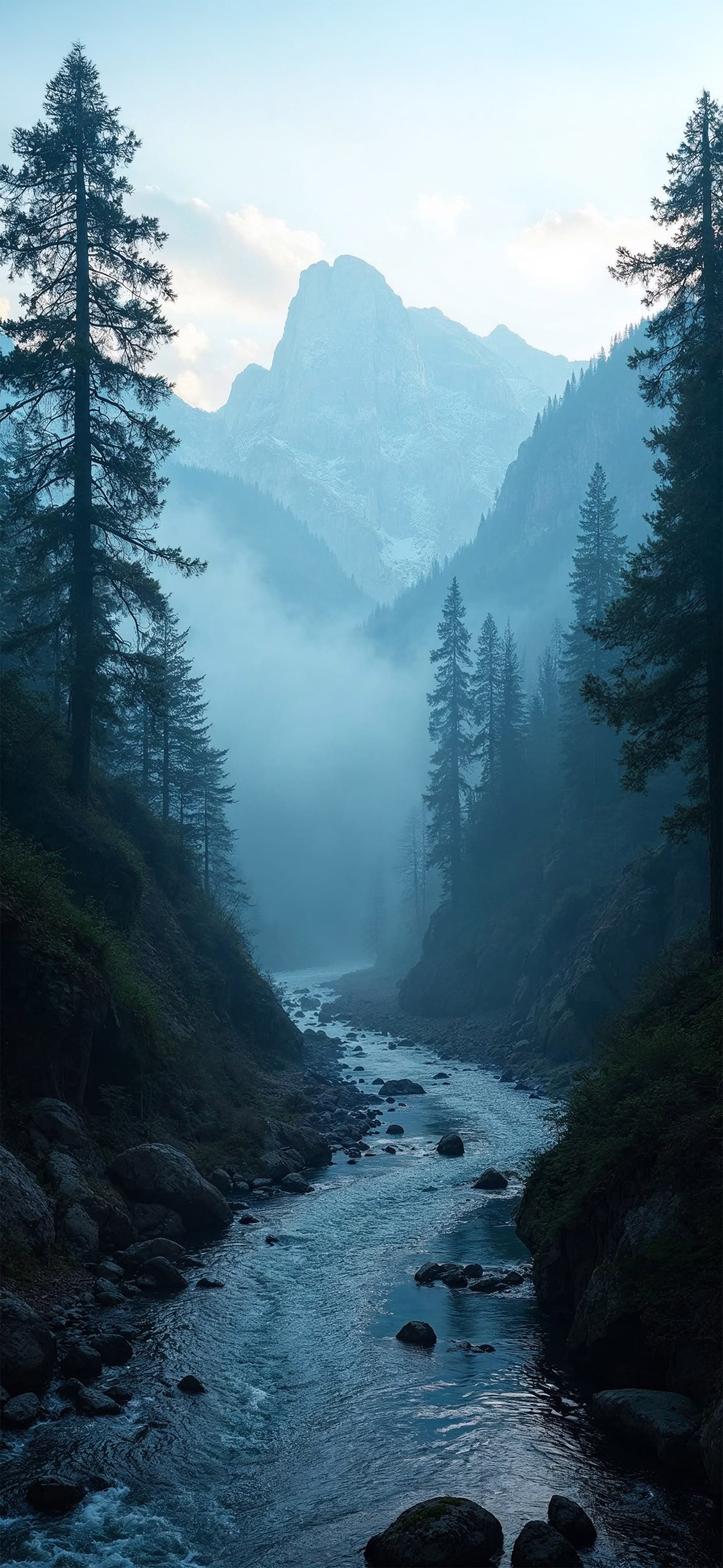 Misty Mountain Stream - Pro phone wallpaper