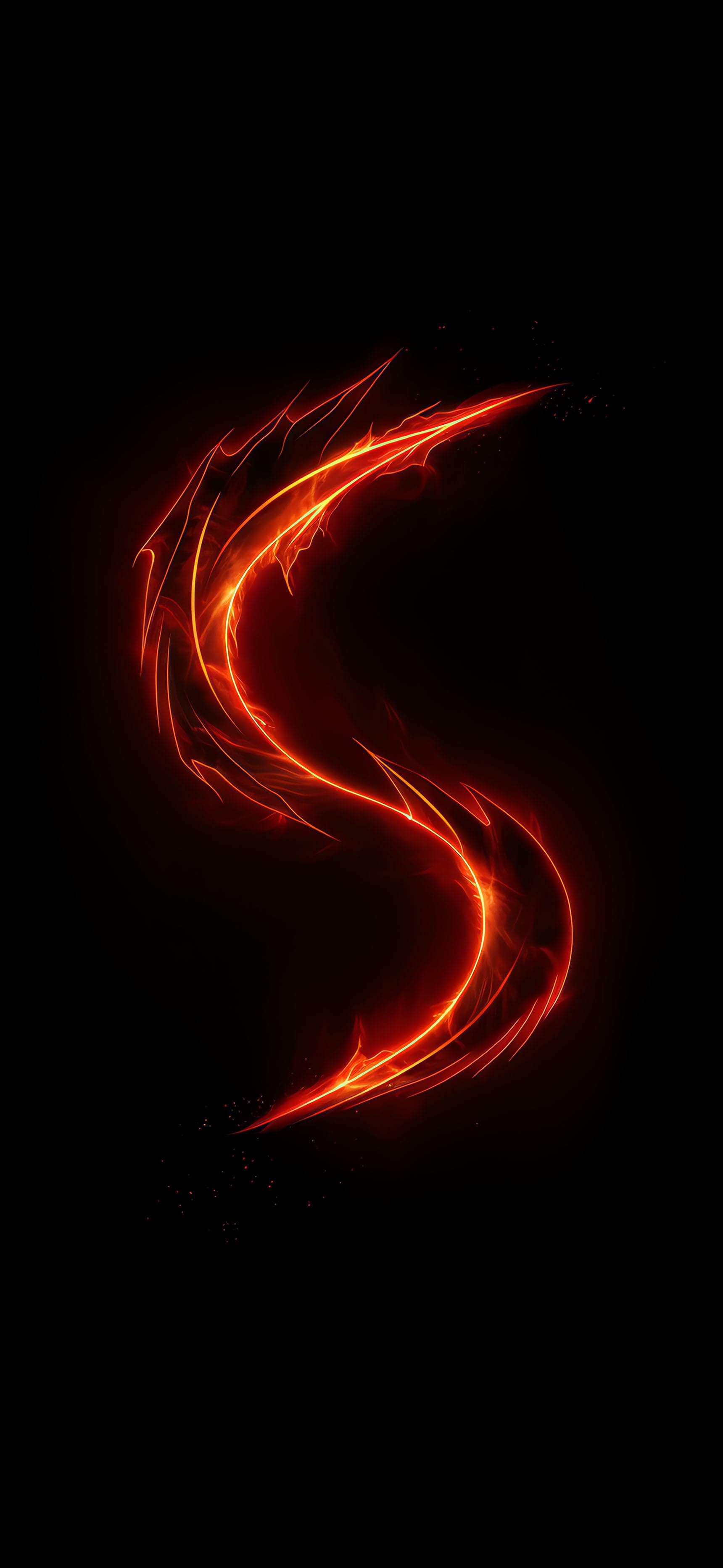 Fiery Letter S - Pro phone wallpaper