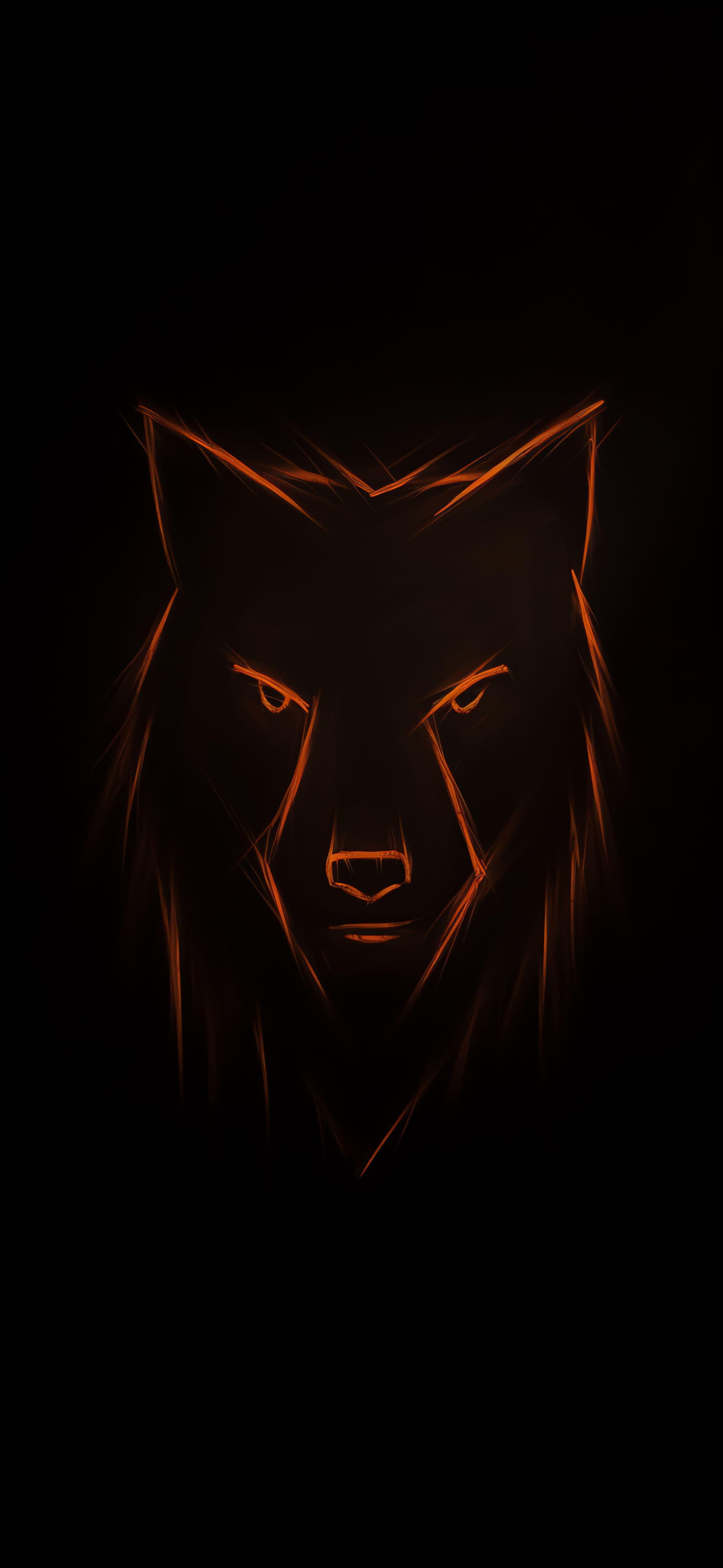 Neon Wolf Sketch - Pro phone wallpaper