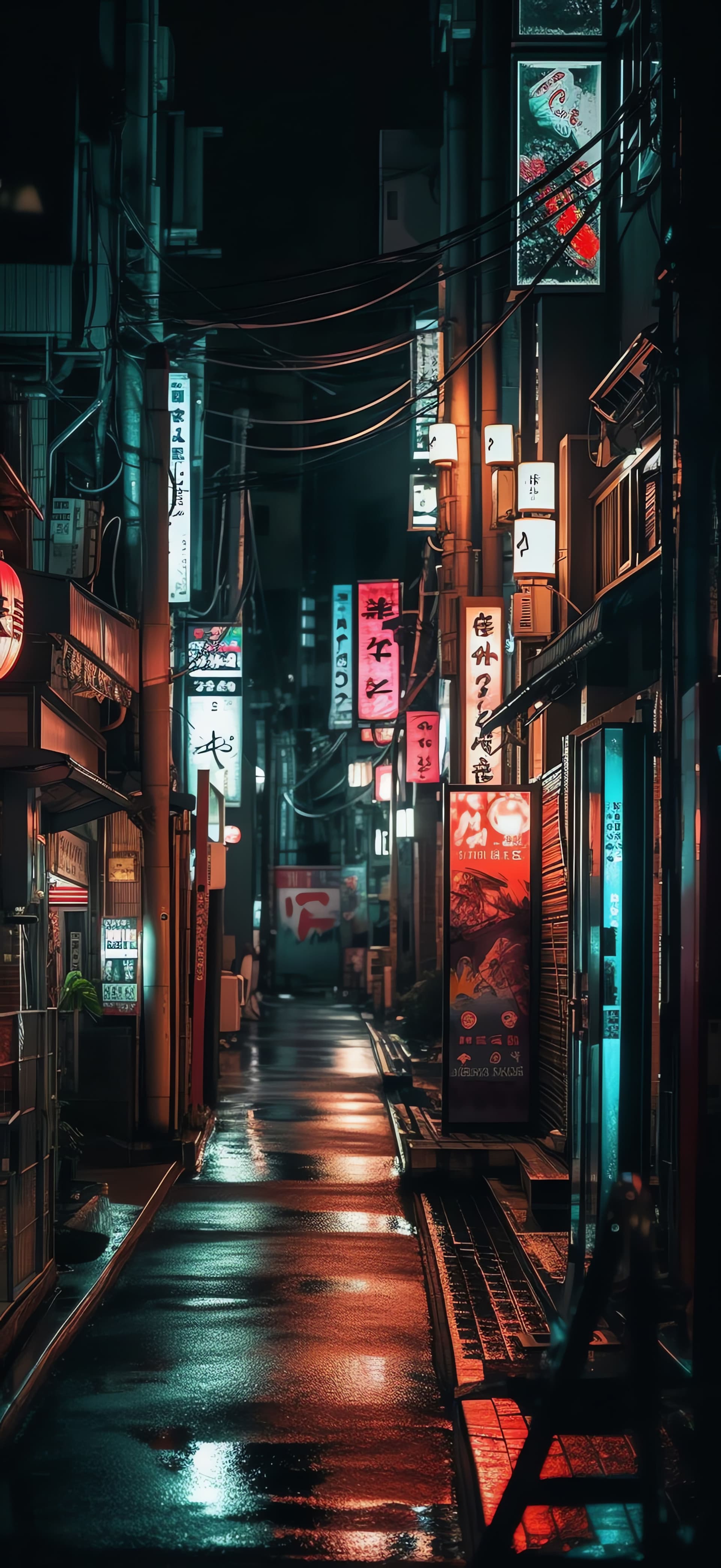 Neon Alleyway Night - Pro phone wallpaper