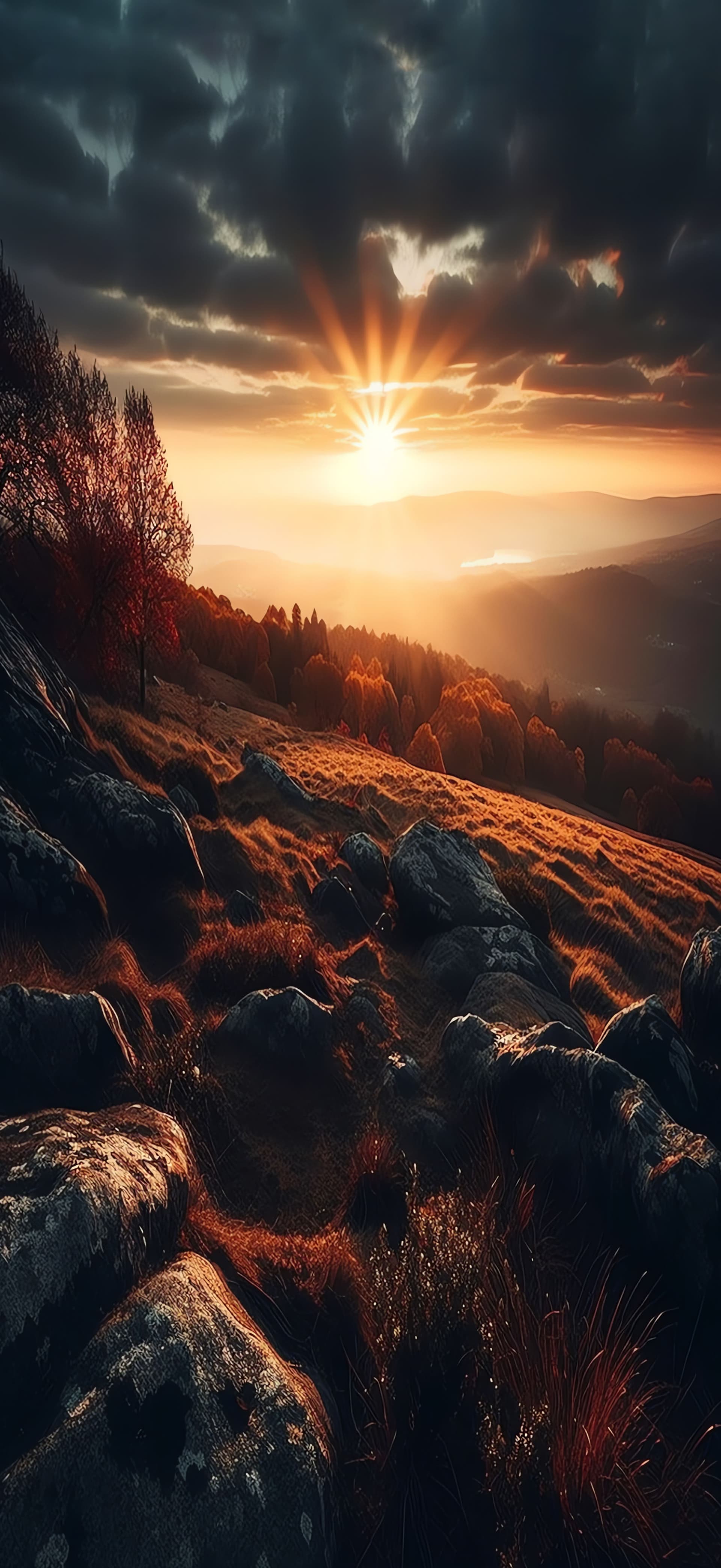 Golden Mountain Sunset - Pro phone wallpaper