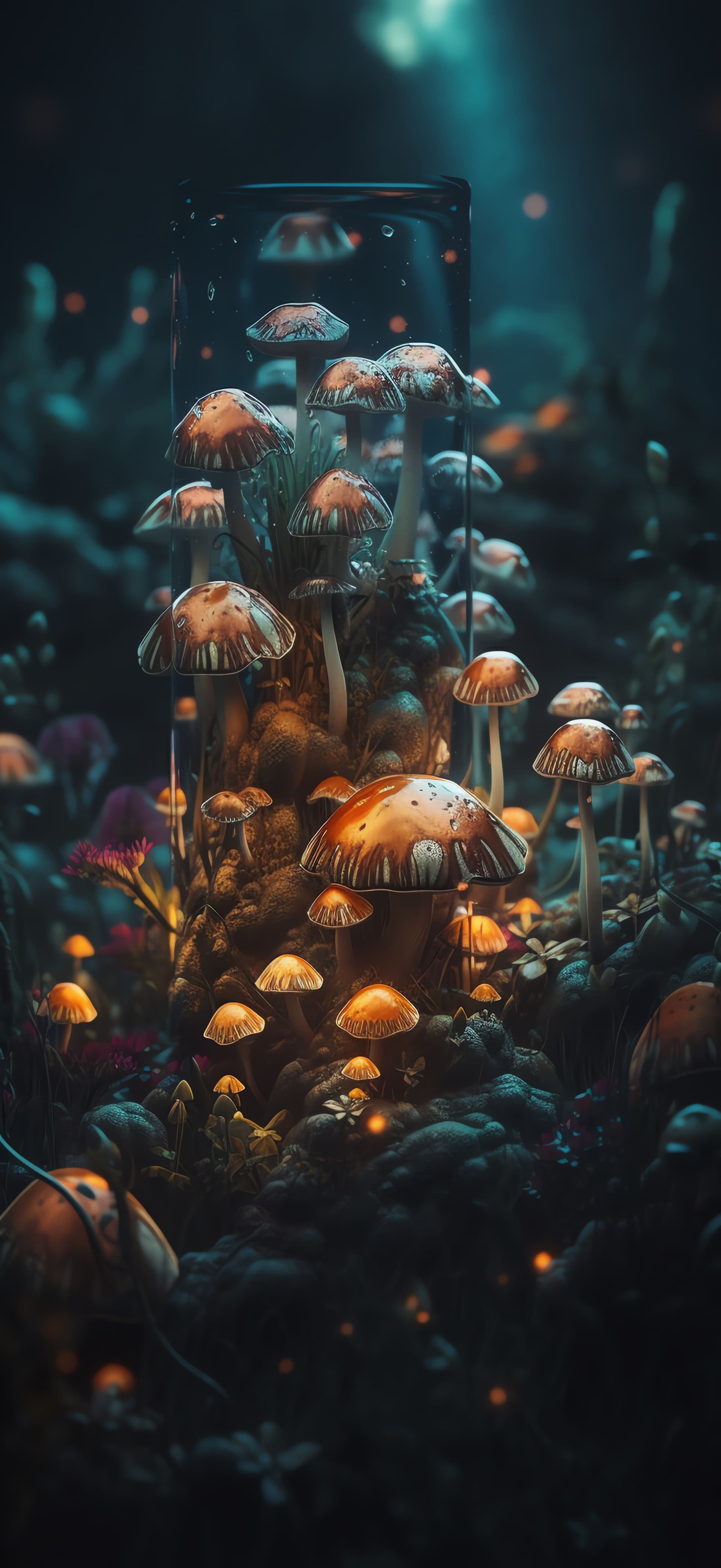 Mystical Mushroom Grove - Pro phone wallpaper