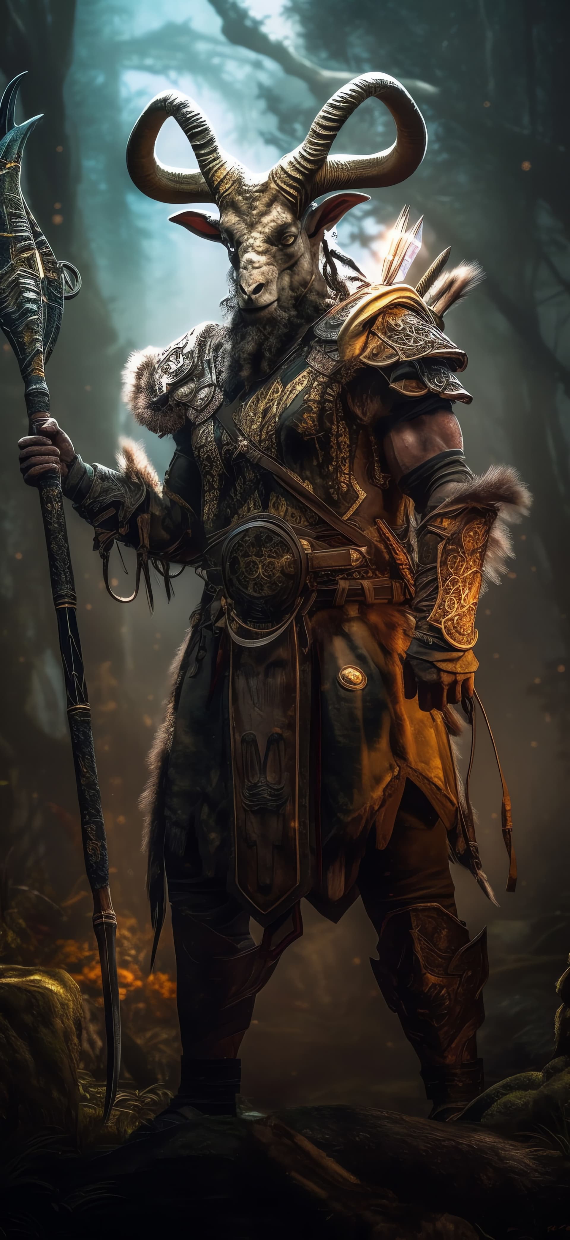 Mythical Goat Warrior - Pro phone wallpaper