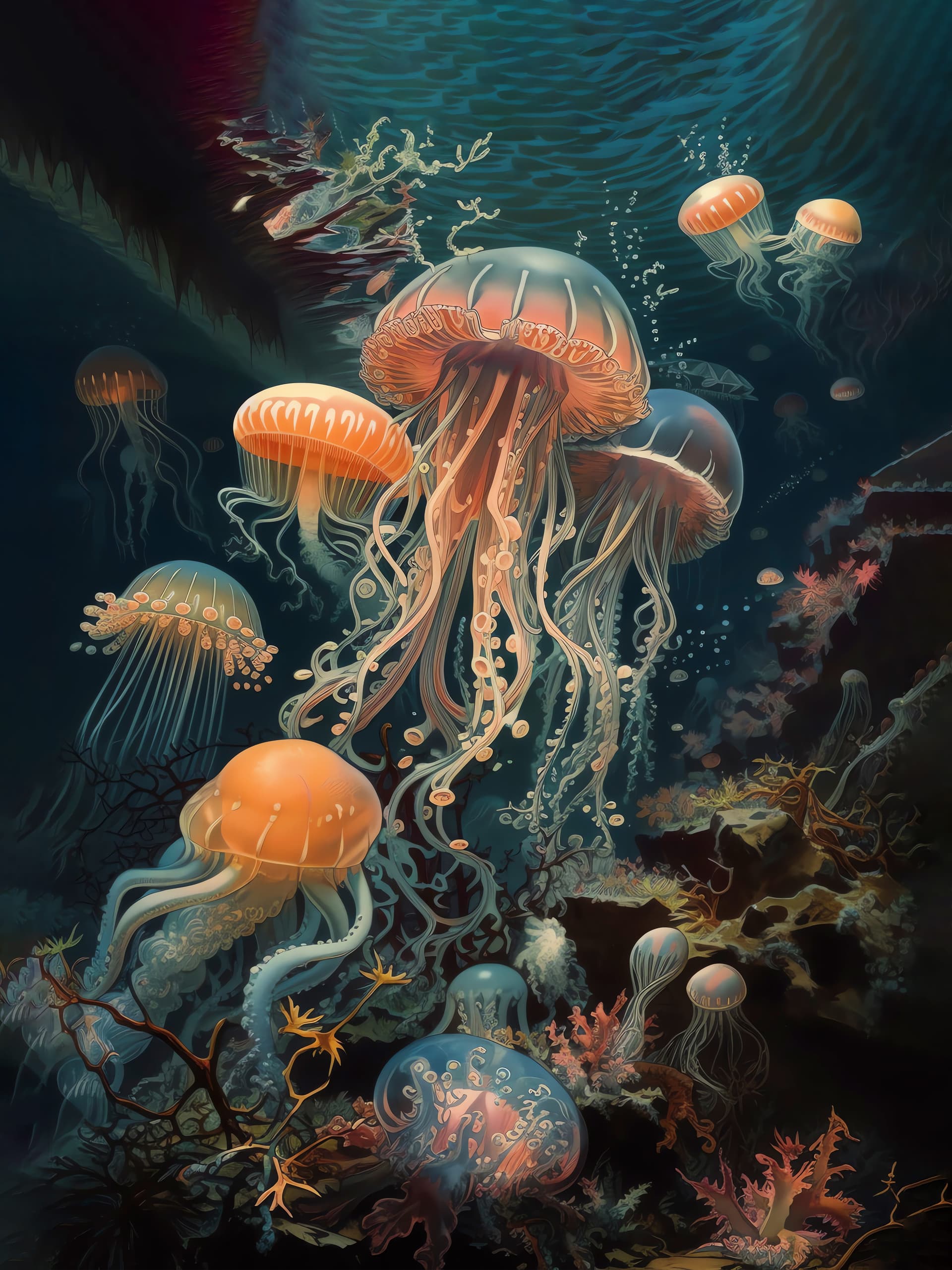 Jellyfish Bloom - Pro phone wallpaper