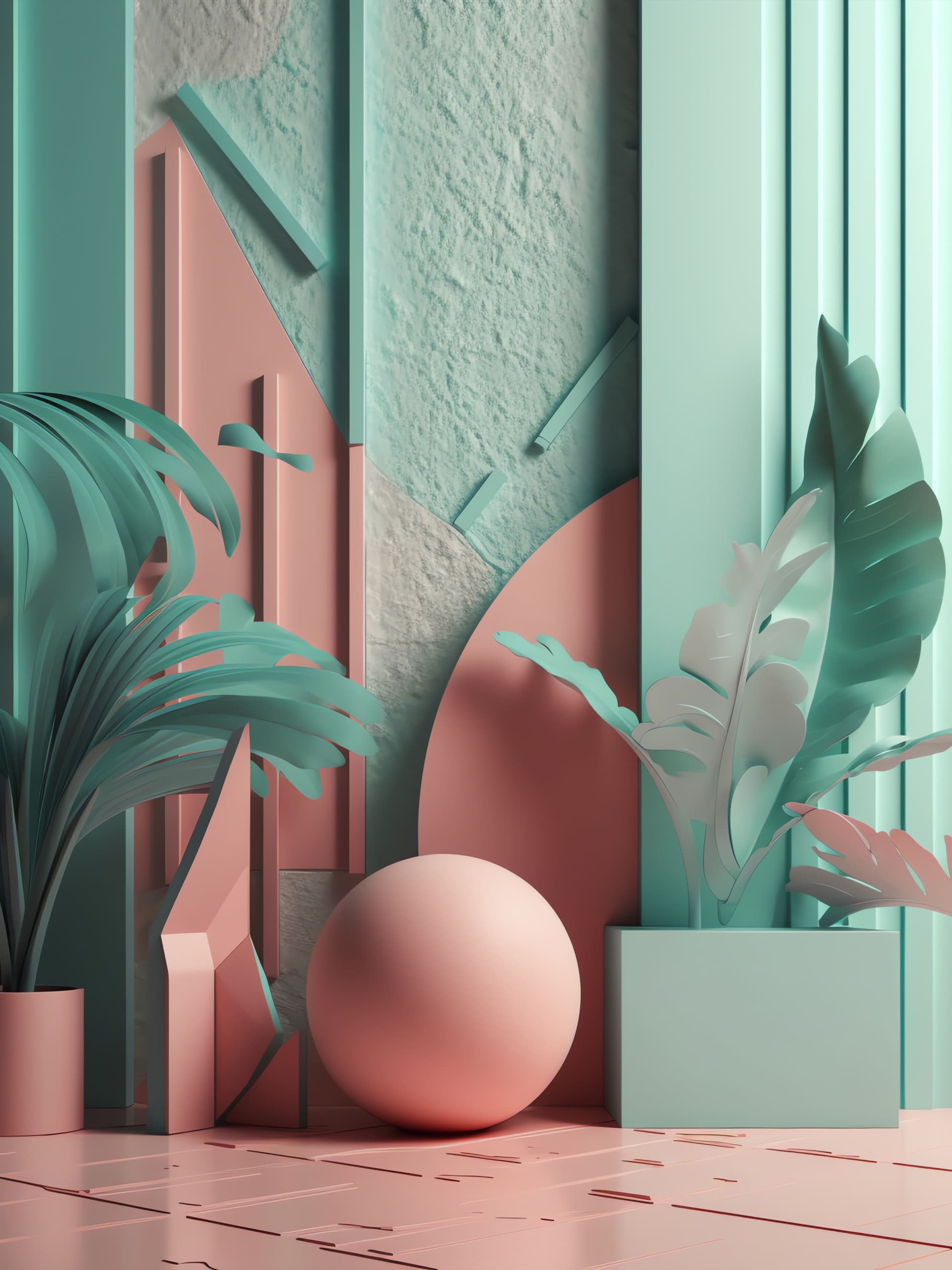 Geometric Plant Still - Pro phone wallpaper