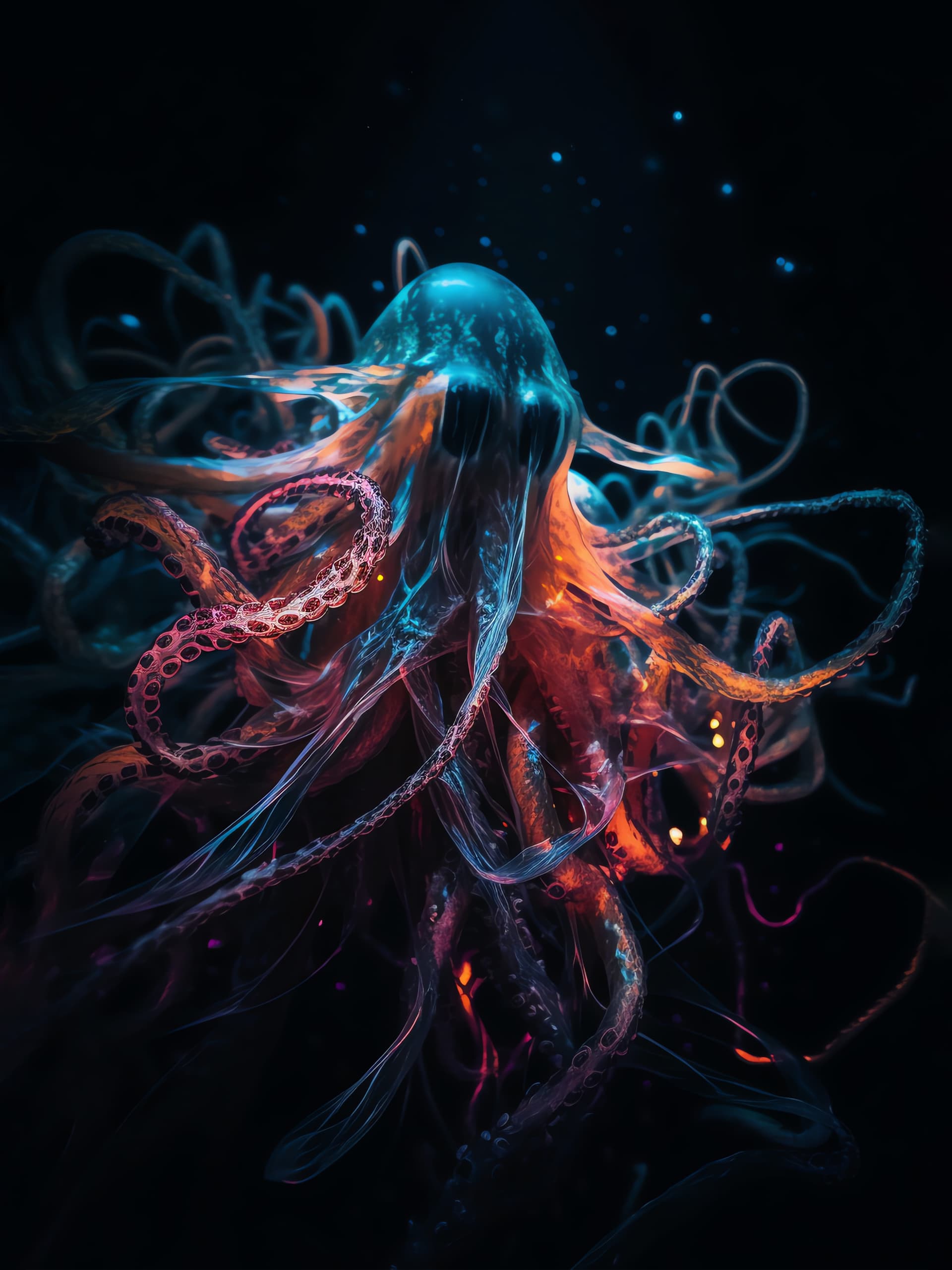 Bioluminescent Deep Sea - Pro phone wallpaper
