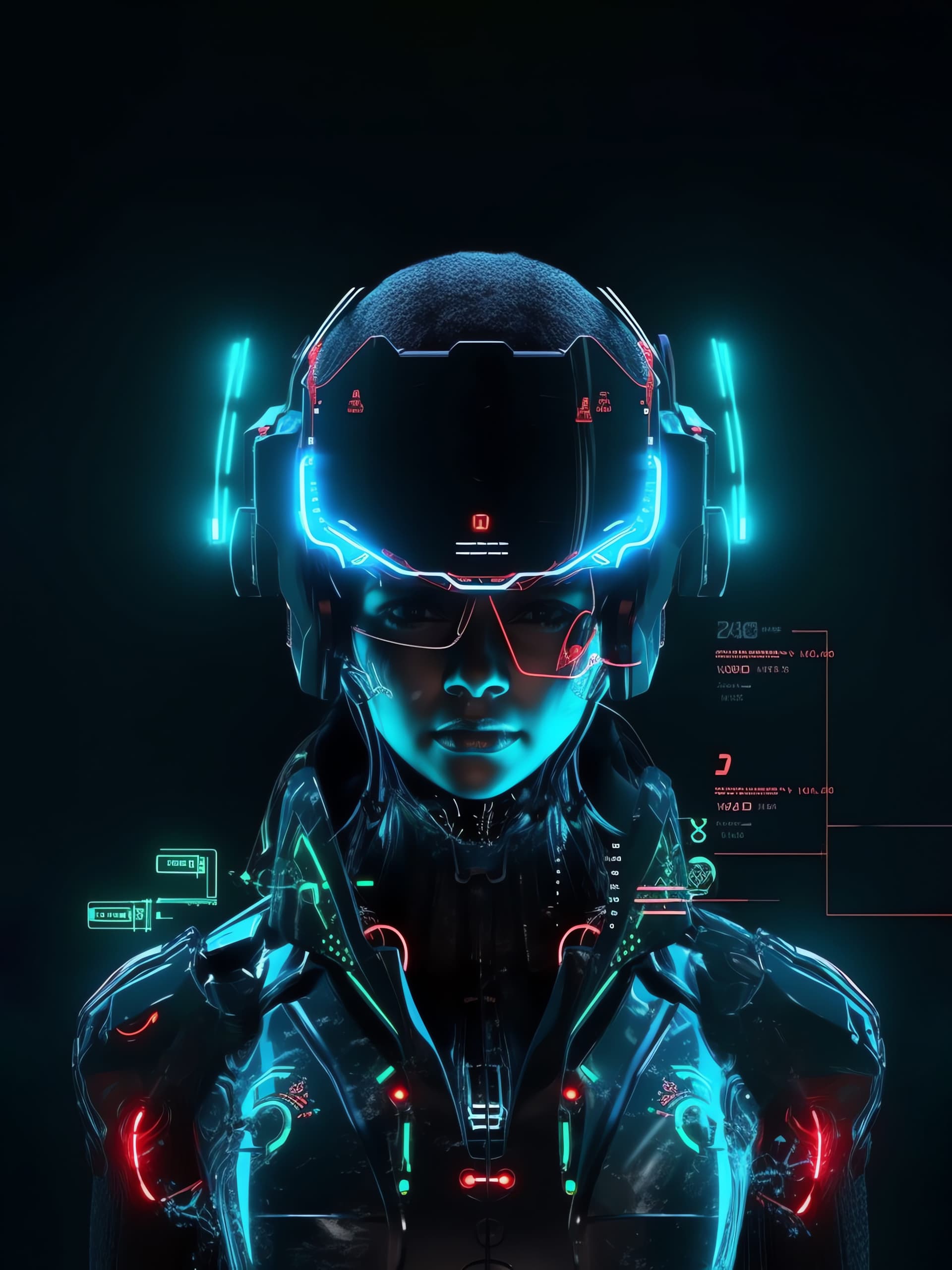 Cyberpunk Girl Portrait - Pro phone wallpaper