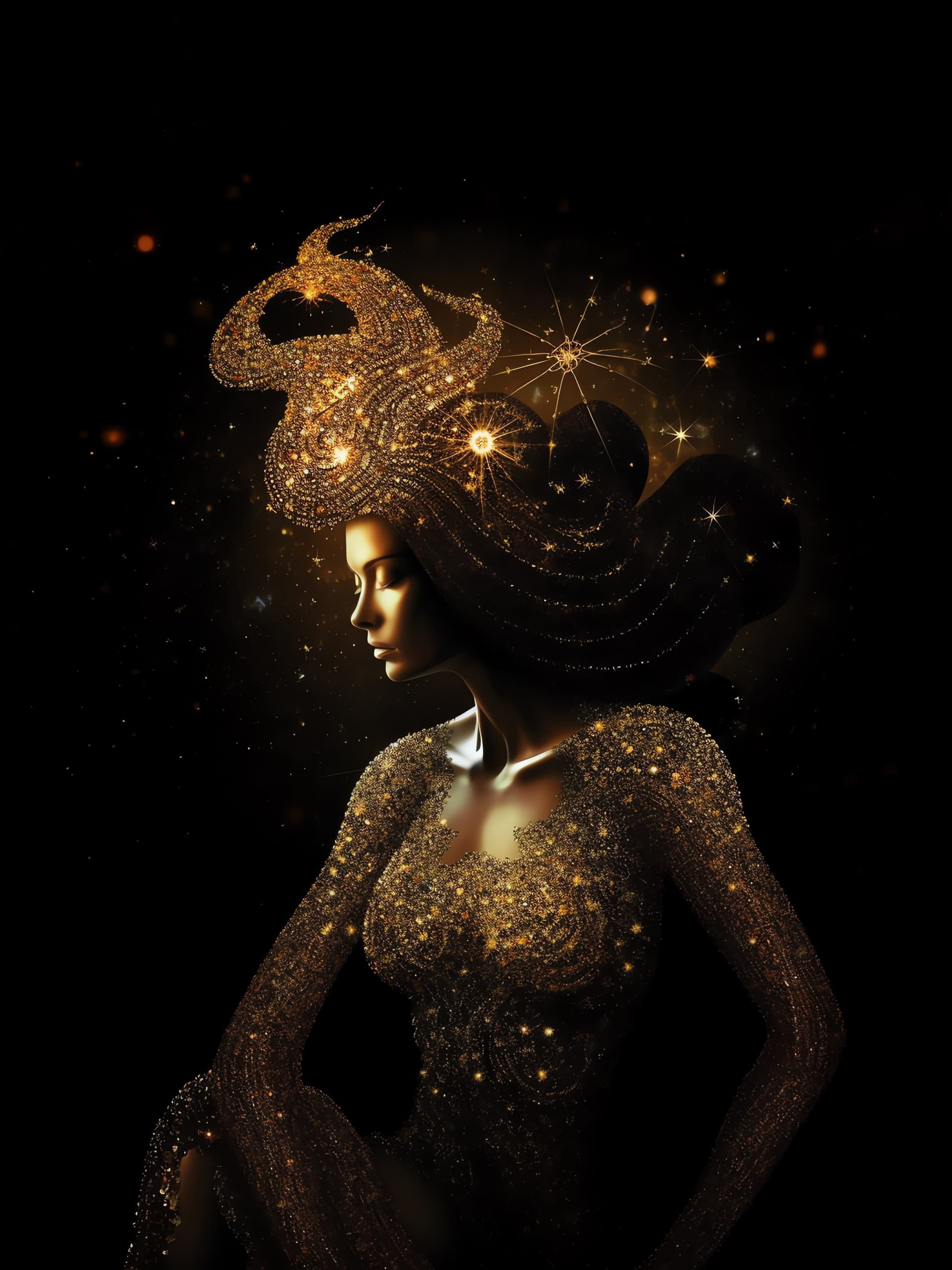 Golden Goddess Sparkle - Pro phone wallpaper