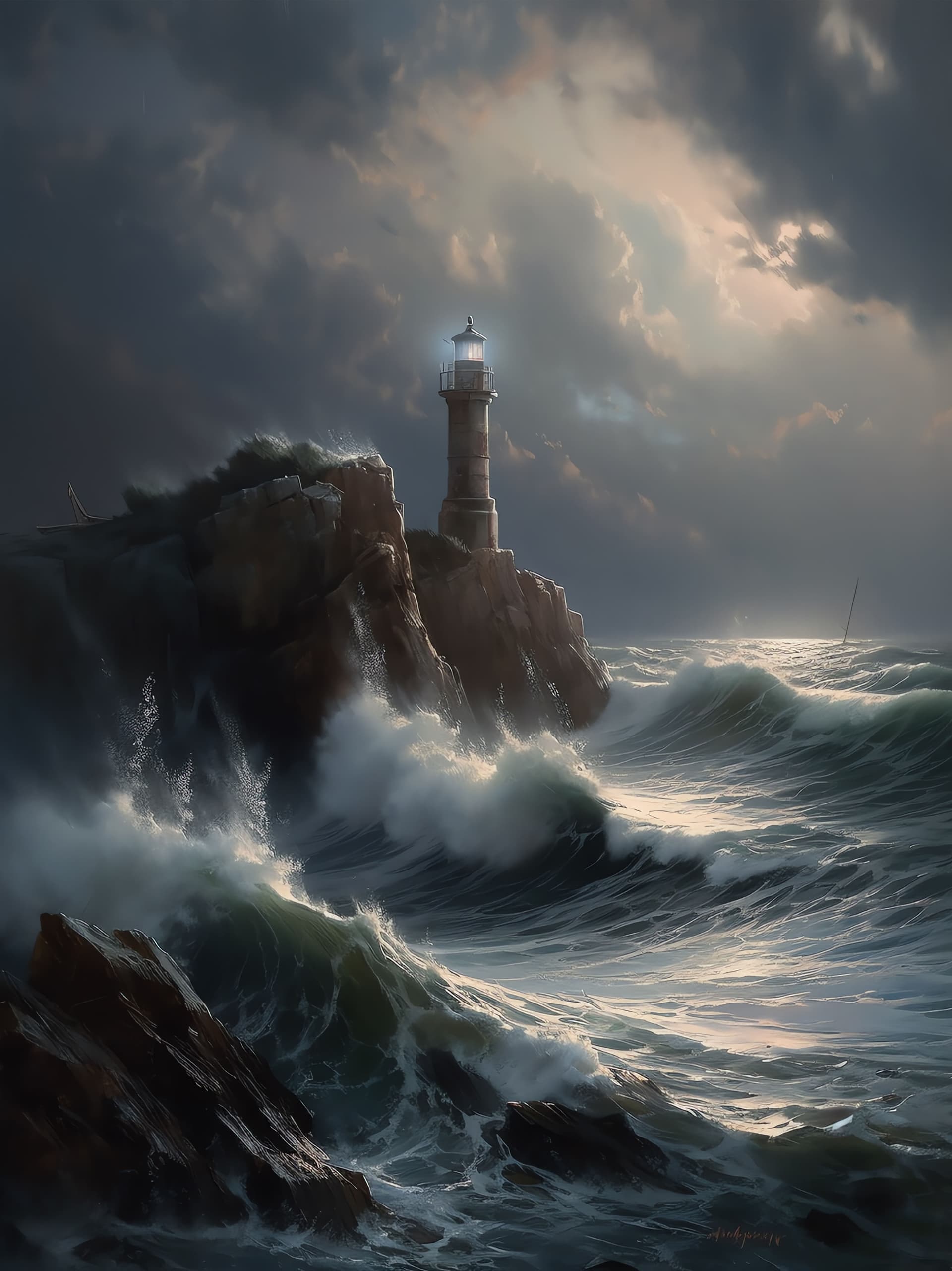 Lighthouse Coastal Storm - Pro phone wallpaper