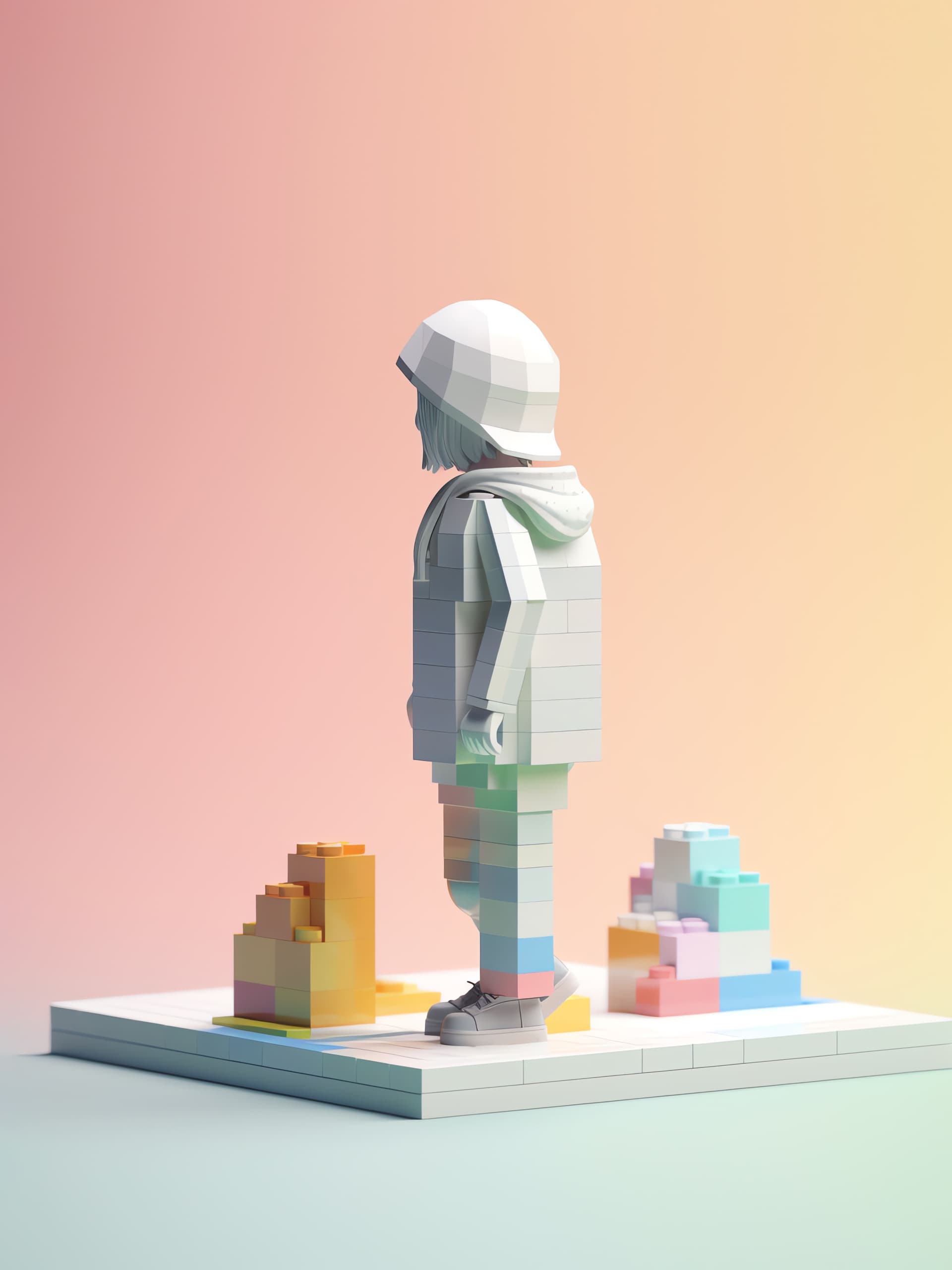 Blocky Figure Art - Pro phone wallpaper