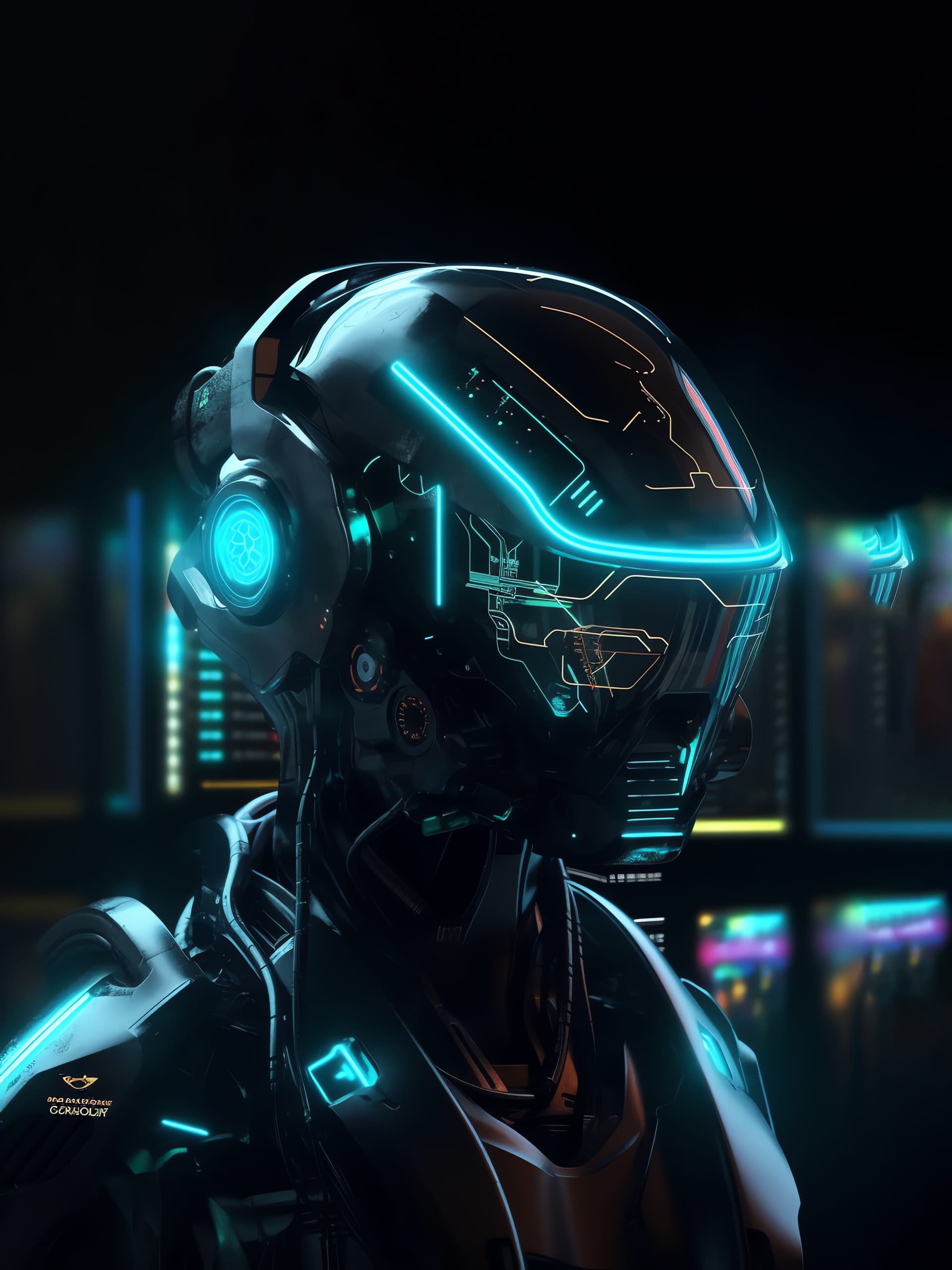 Cybernetic Neon Portrait - Pro phone wallpaper