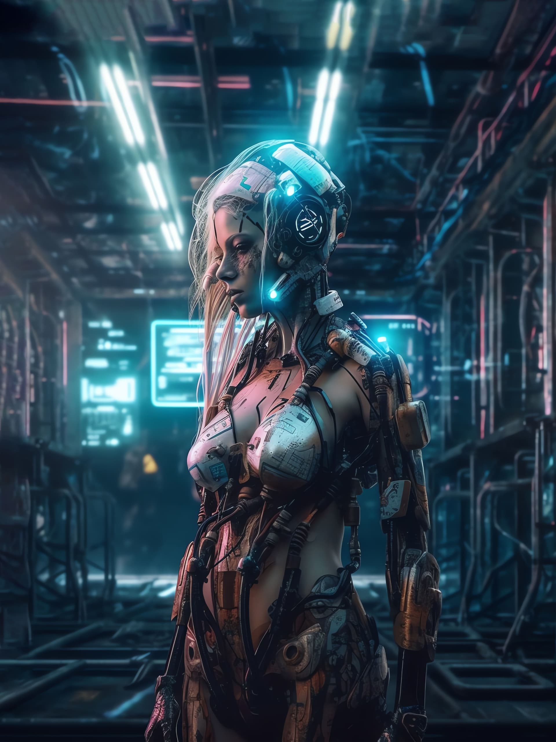 Cybernetic Female Android - Pro phone wallpaper